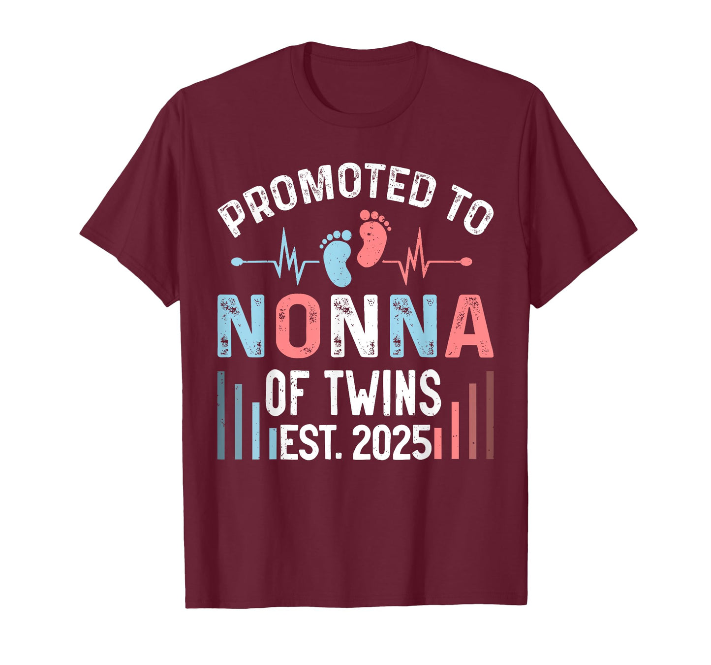 Promoted To Nonna Of Twins Est 2025 Twin Baby Shower T-Shirt