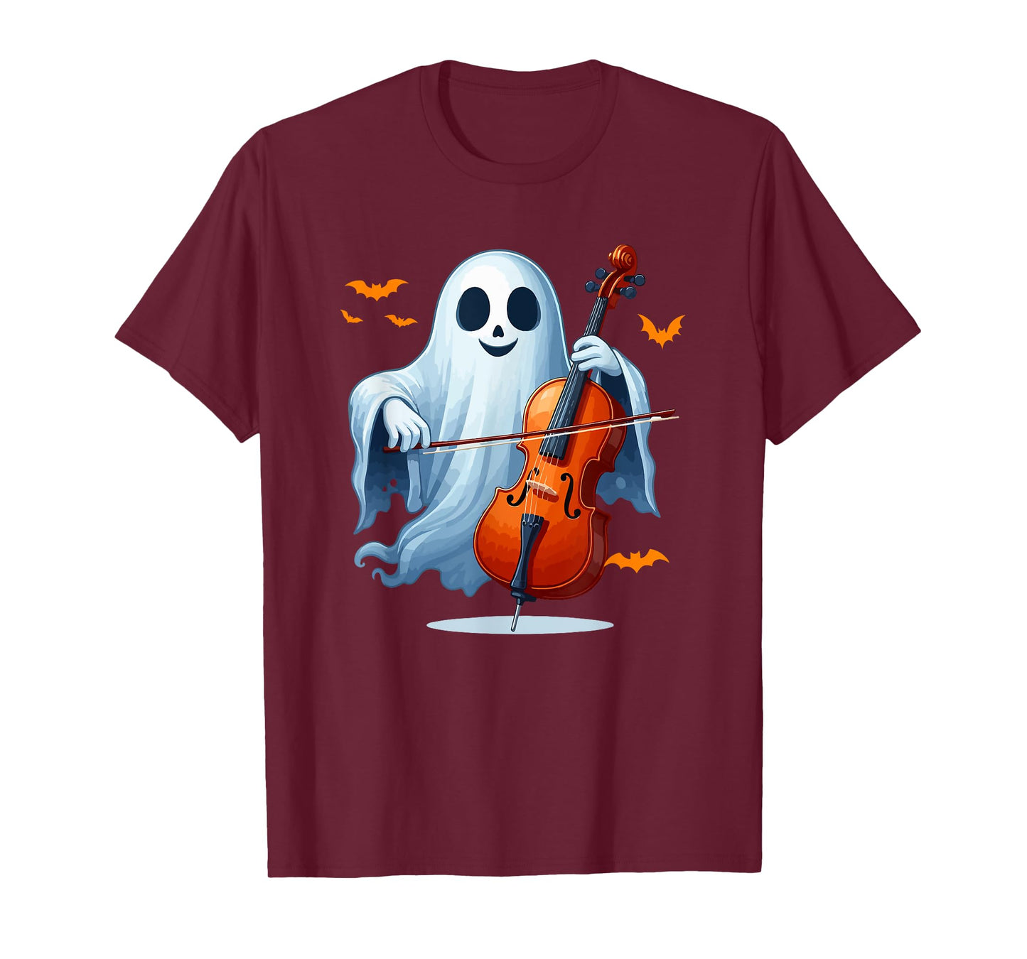 Boo Ghost Playing Cello Halloween Musical Instrument T-Shirt