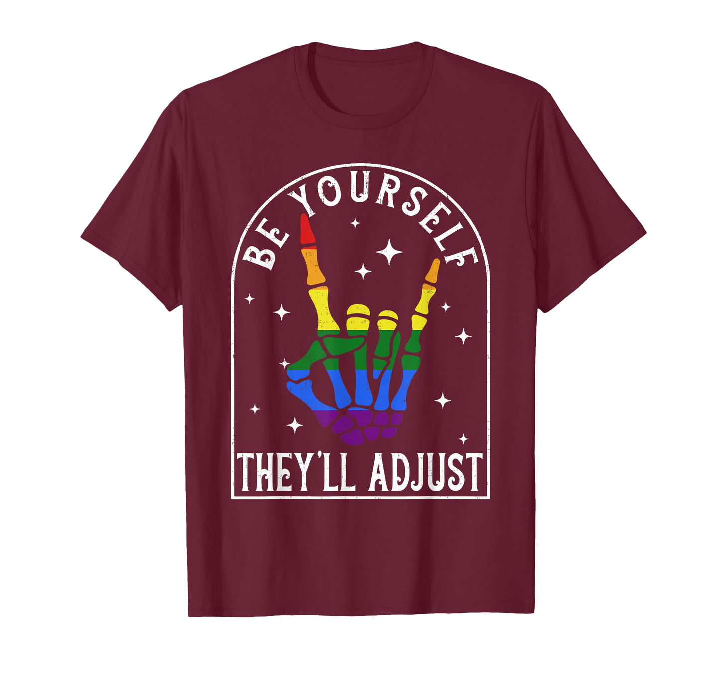 Funny Skeleton Hand LGBTQ Pride Rock Gift Women Girls T-Shirt