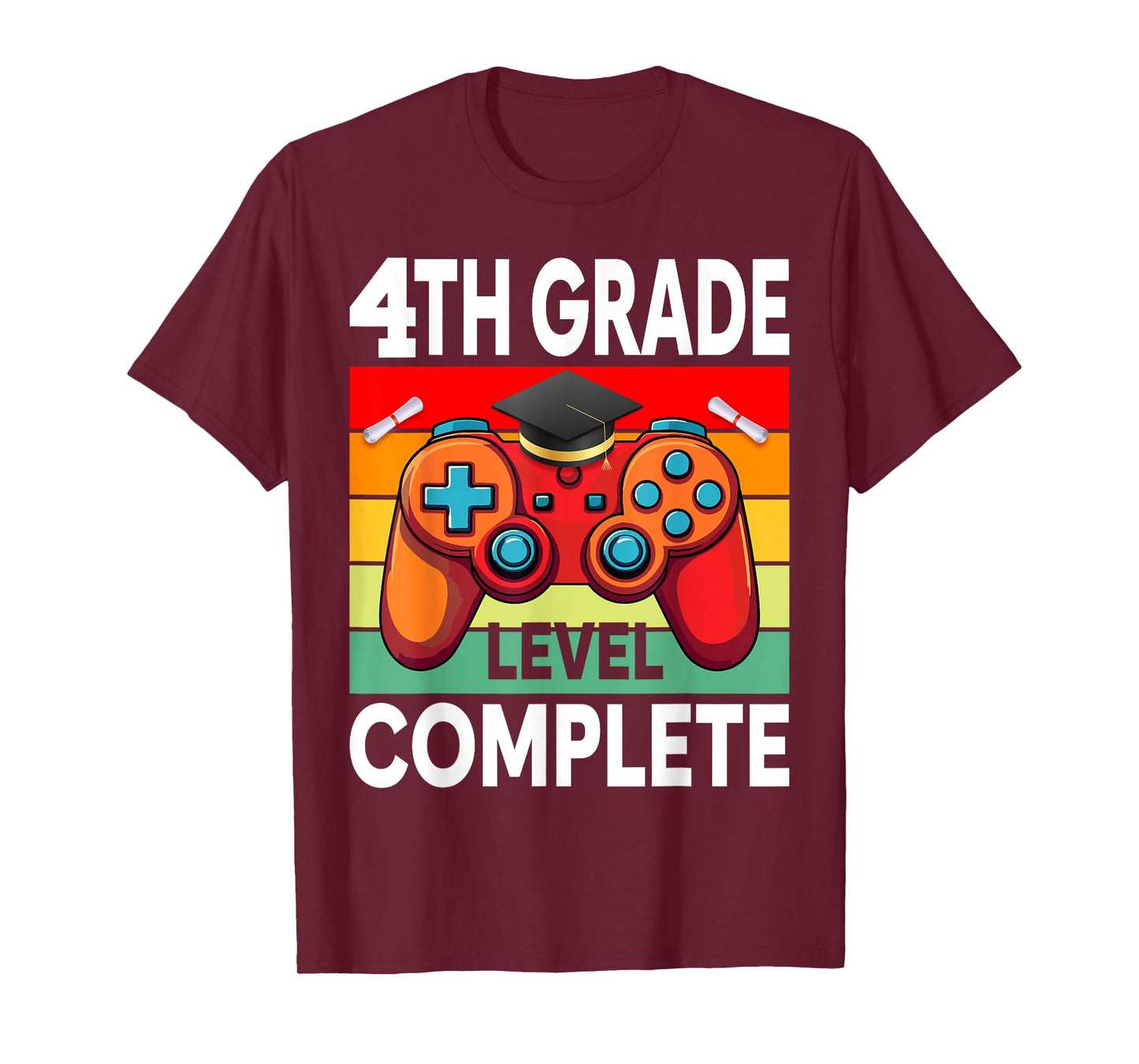 4th Grade Level Complete Gamer Class Of 2024 Graduation T-Shirt