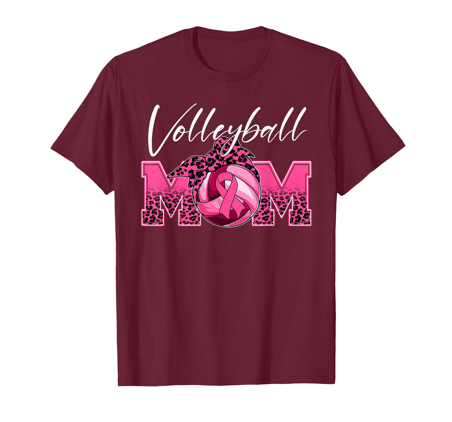 Volleyball Mom Breast Cancer Awareness Day Pink Ribbon Women T-Shirt