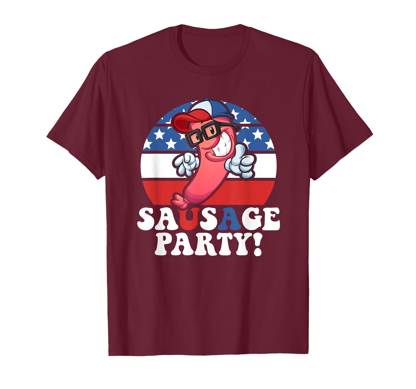 Sausage Party American Flag USA BBQ Funny 4th of July T-Shirt