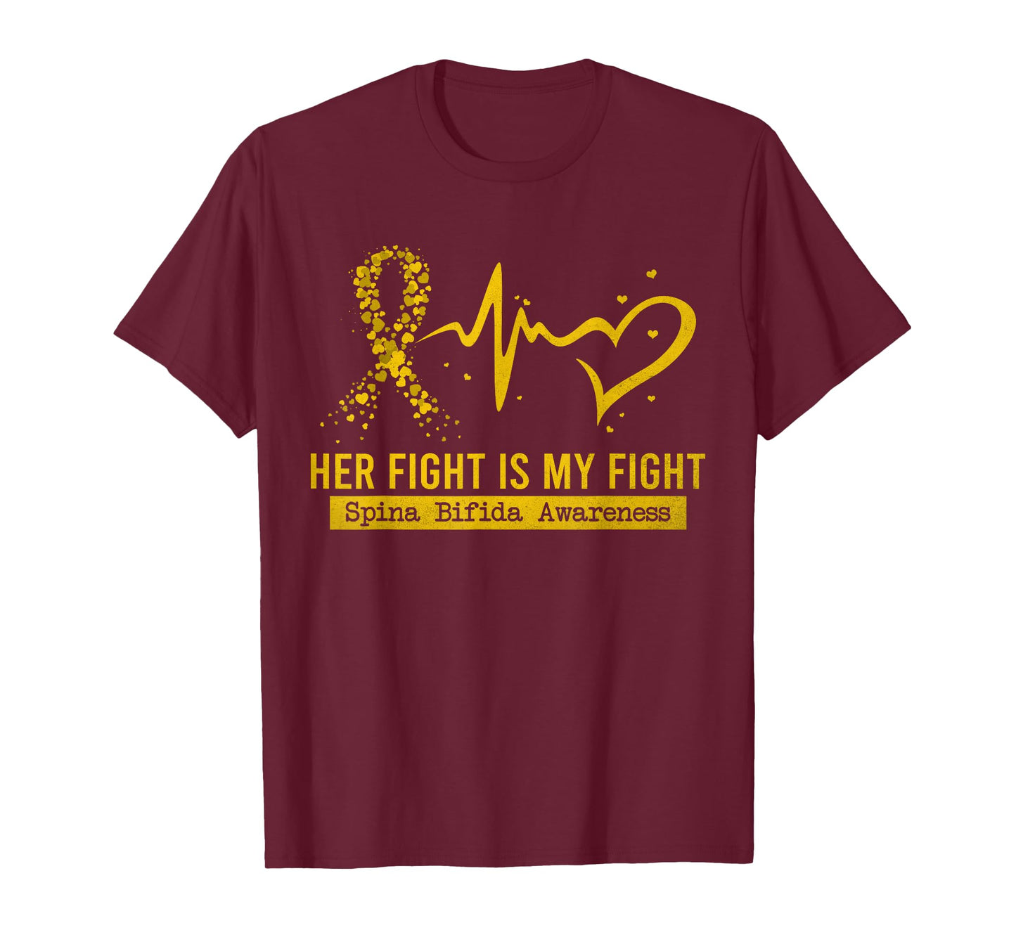 Her Fight Is My Fight Heart Ribbon Spina Bifida Awareness T-Shirt