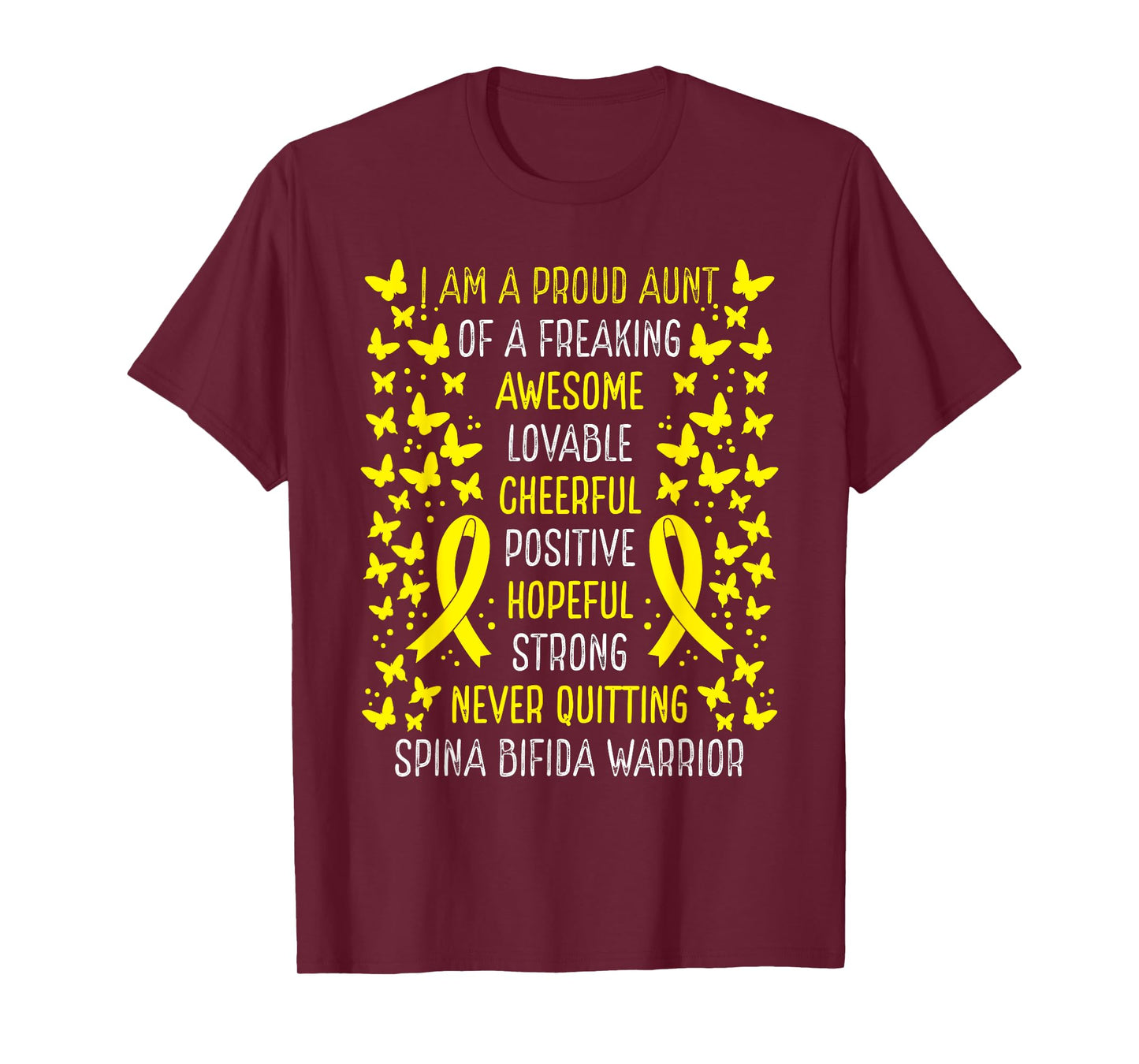 Proud Aunt of Spina Bifida Warrior Awareness Ribbon T-Shirt