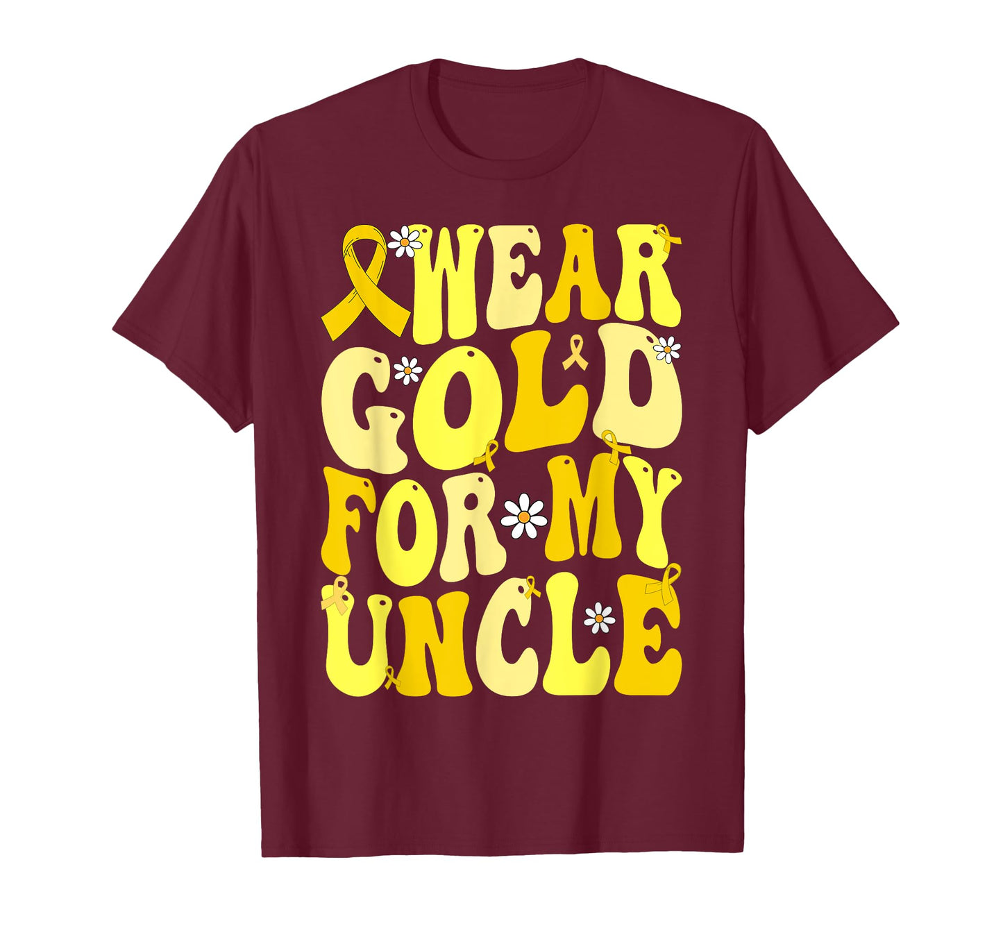I Wear Gold for My Uncle Ribbon Childhood Cancer Awareness T-Shirt
