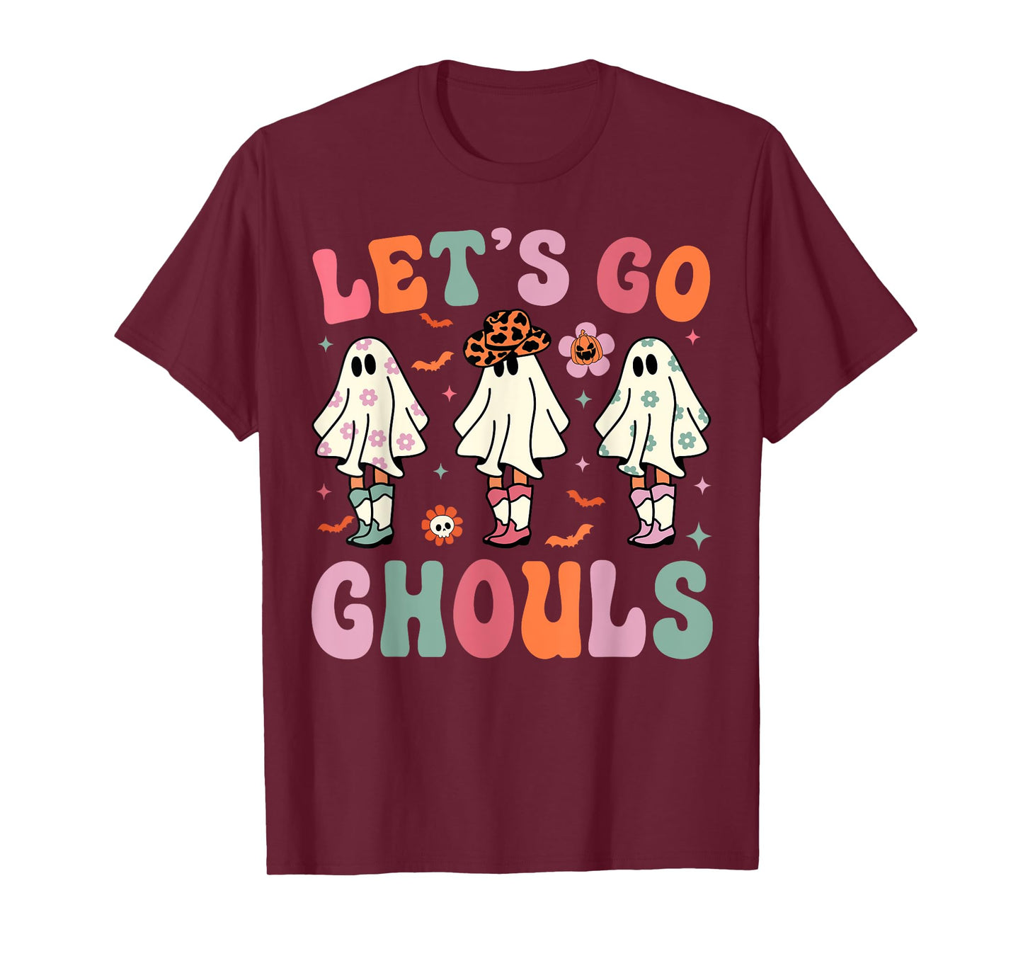 Let's Go Ghouls Ghost Cowgirls Groovy Halloween Party T-Shirt