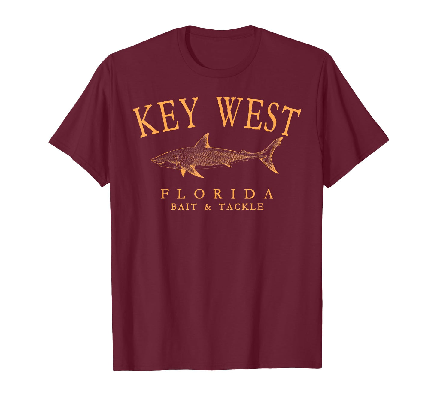 Key West Florida Shark Retro Arched Orange Letters T-Shirt
