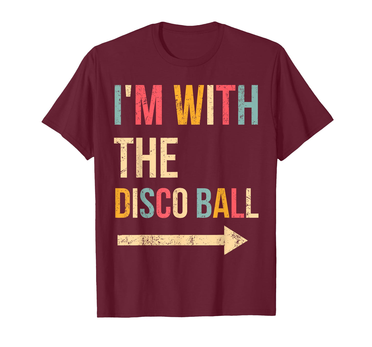 I'm With The Disco Ball Halloween Lazy DIY Costume Party T-Shirt, Small, Black