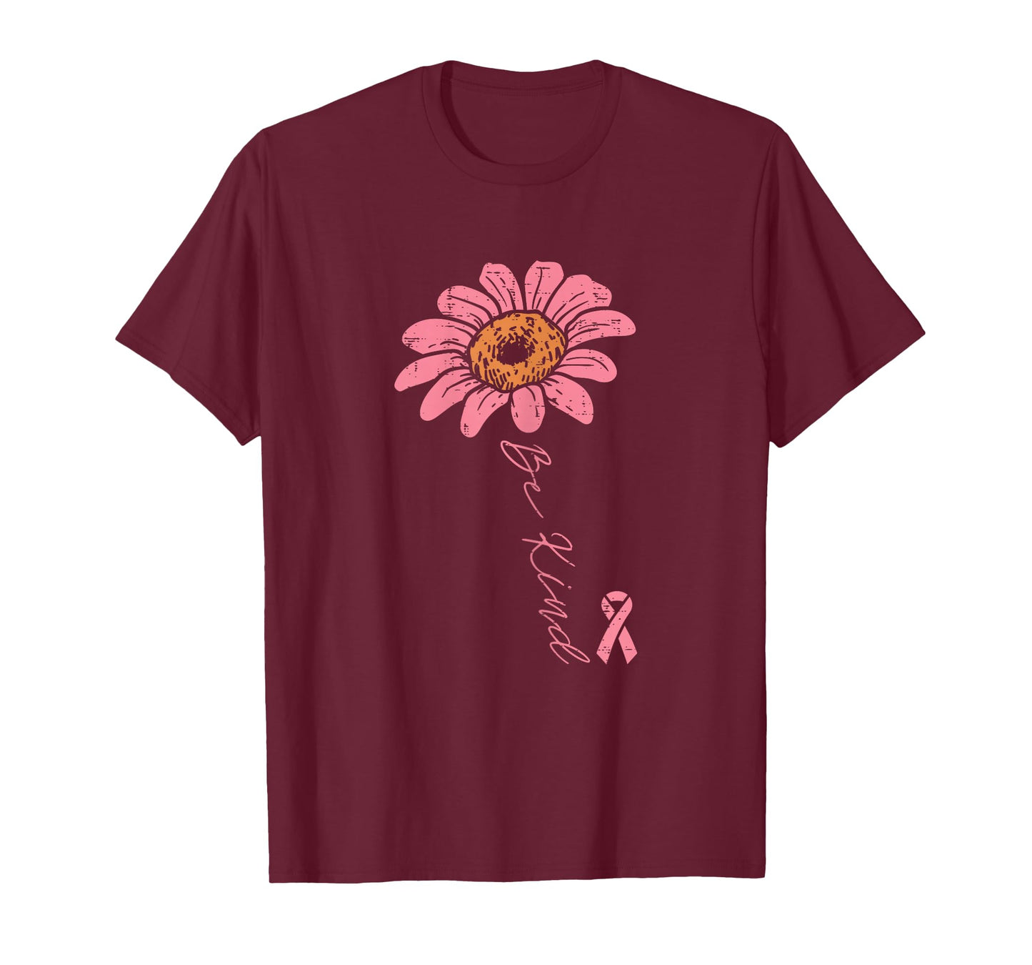 Pink Ribbon Sunflower Be Kind Breast Cancer Awareness Women T-Shirt