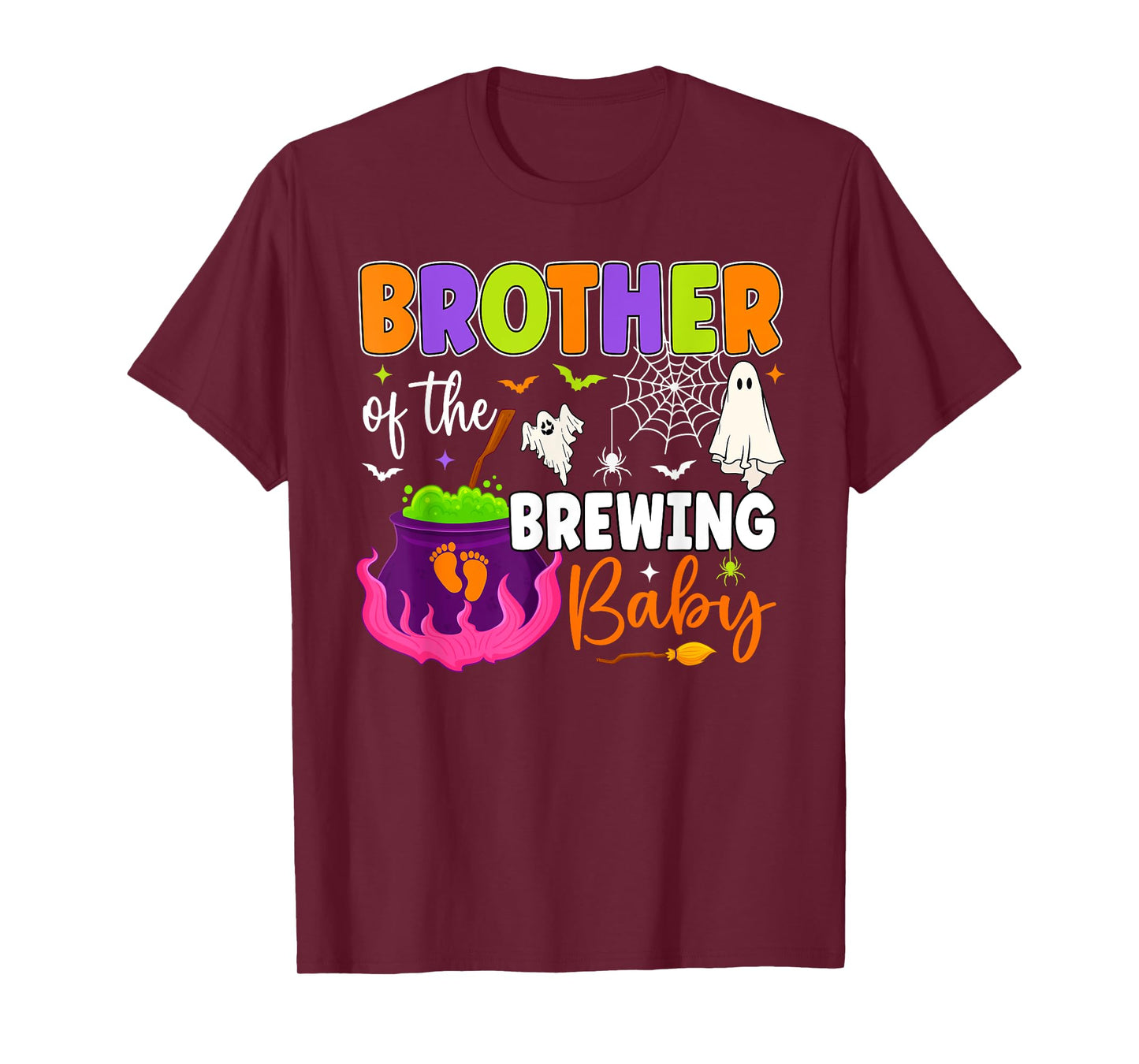 Brother of Brewing Baby Halloween Theme Baby Shower Spooky T-Shirt