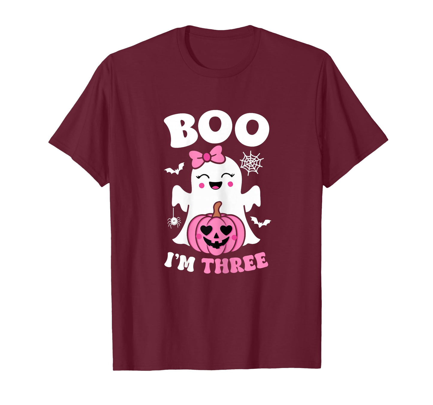 Ghost Boo I'm Three Year 3rd Birthday Girls Halloween Groovy T-Shirt