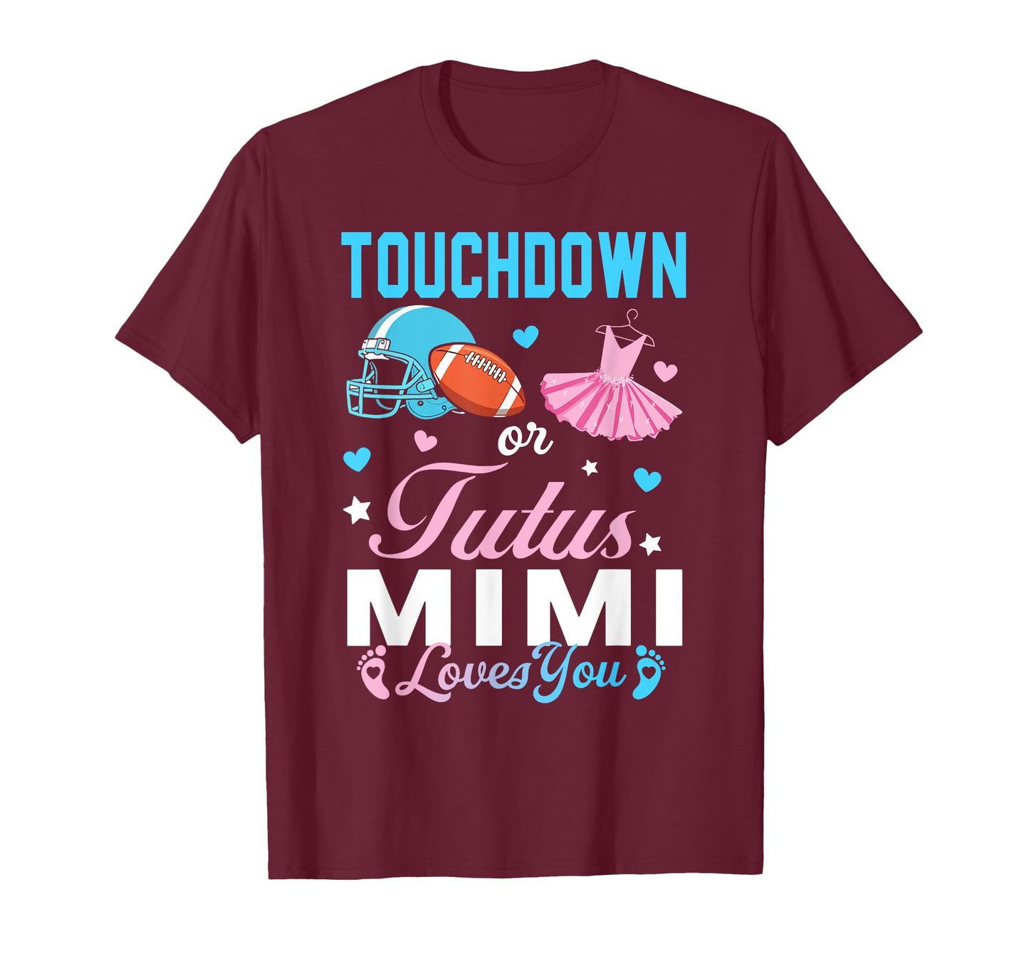 Touchdown or Tutus Mimi Loves You Football Gender Reveal T-Shirt