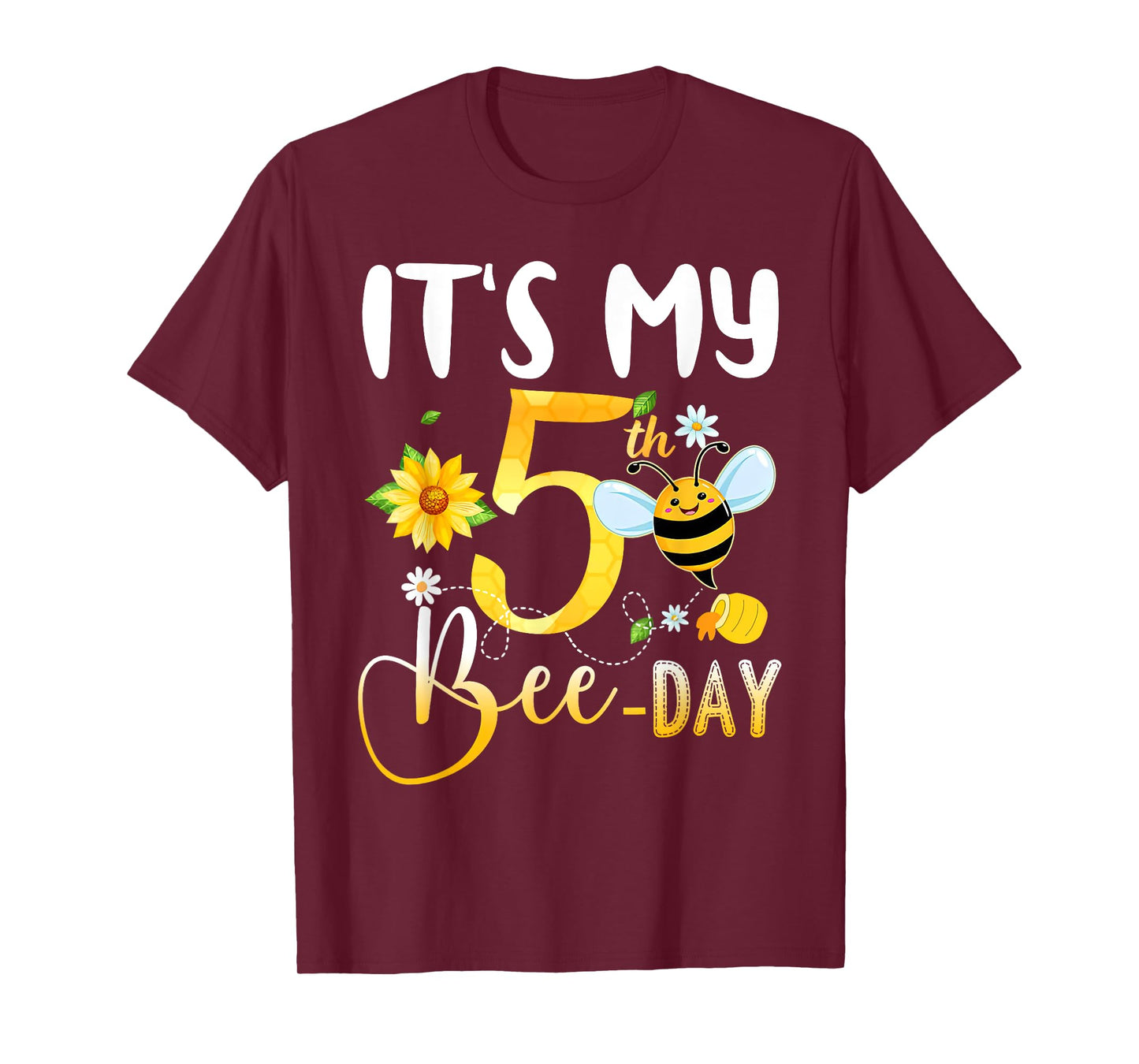 It's My 5th Bee Day - 5 Years Old Birthday Party Girl T-Shirt