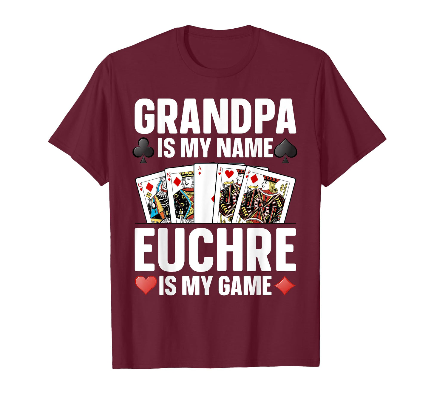 Cool Euchre Art For Grandpa Men Dad Card Player Euchre Lover T-Shirt