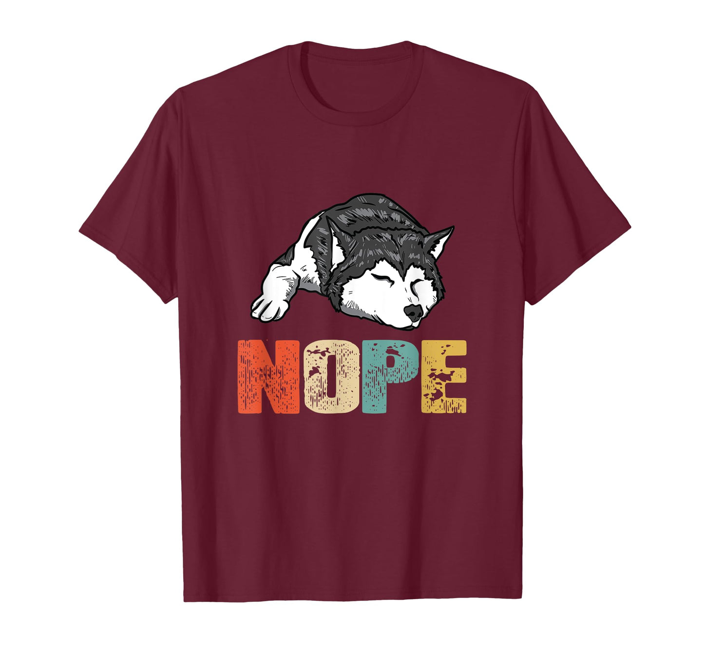 Vintage Nope Funny Siberian Husky Dog Lover T-Shirt for Men Women Kids