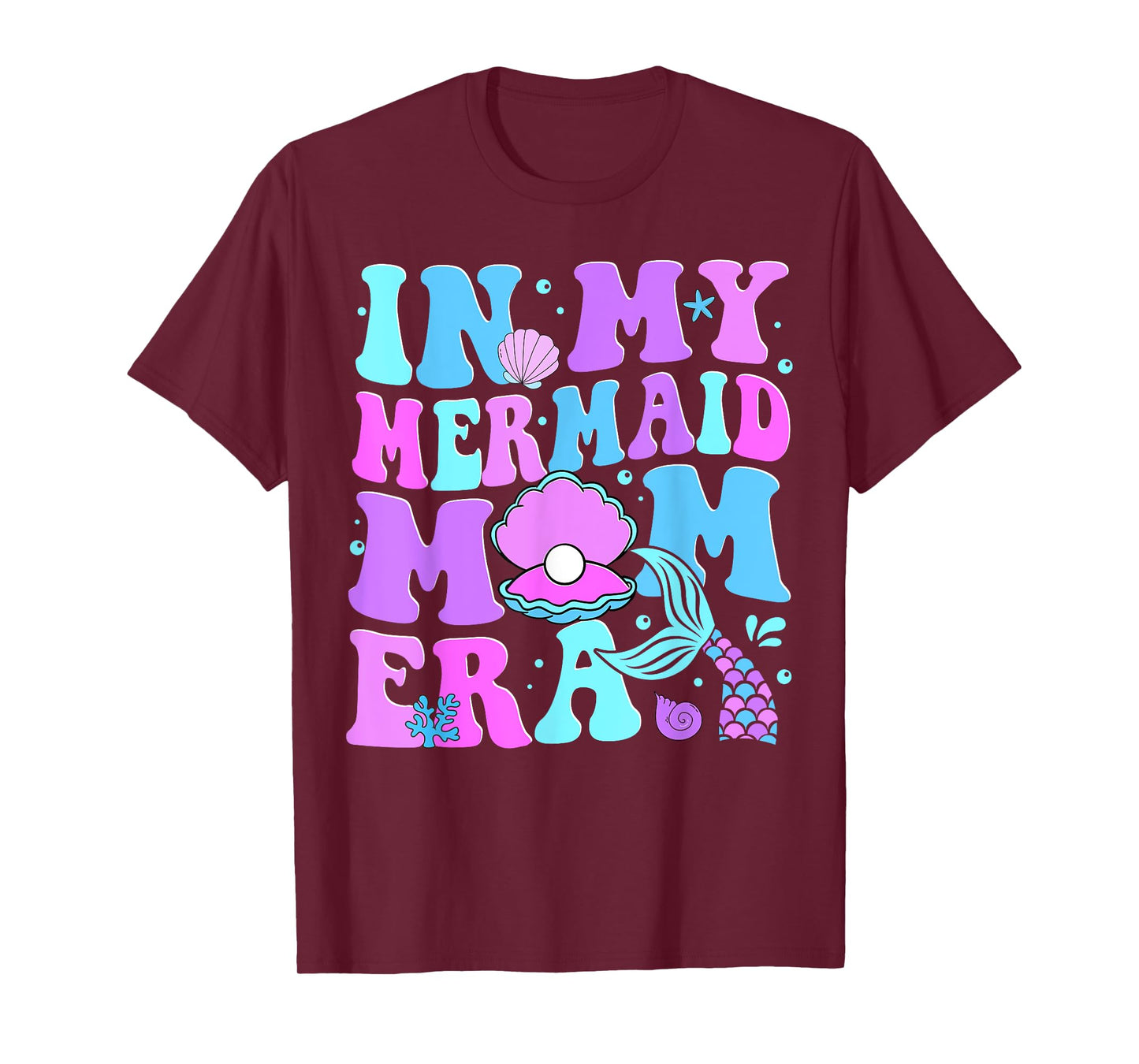 Groovy In My Mermaid Mom Era Family Matching Birthday Party T-Shirt