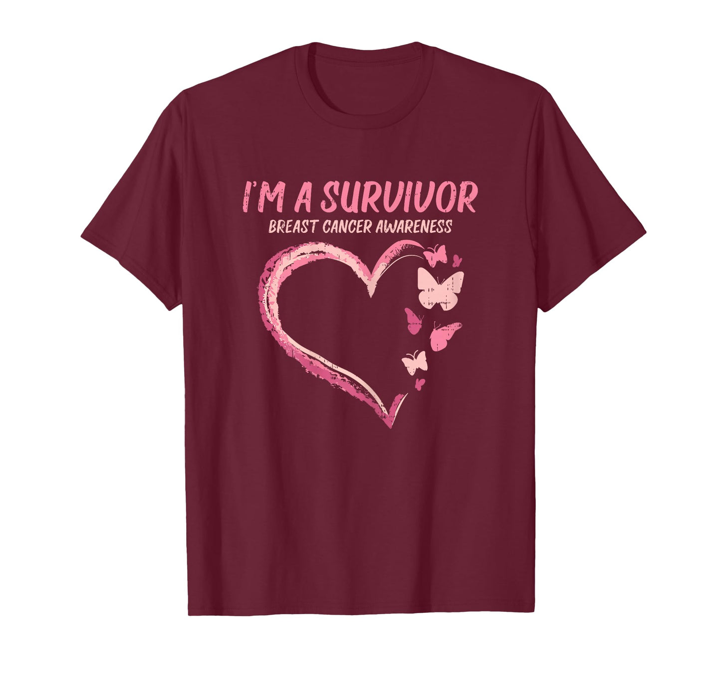 Survivor Heart Butterfly Breast Cancer Aware Support Gift T-Shirt