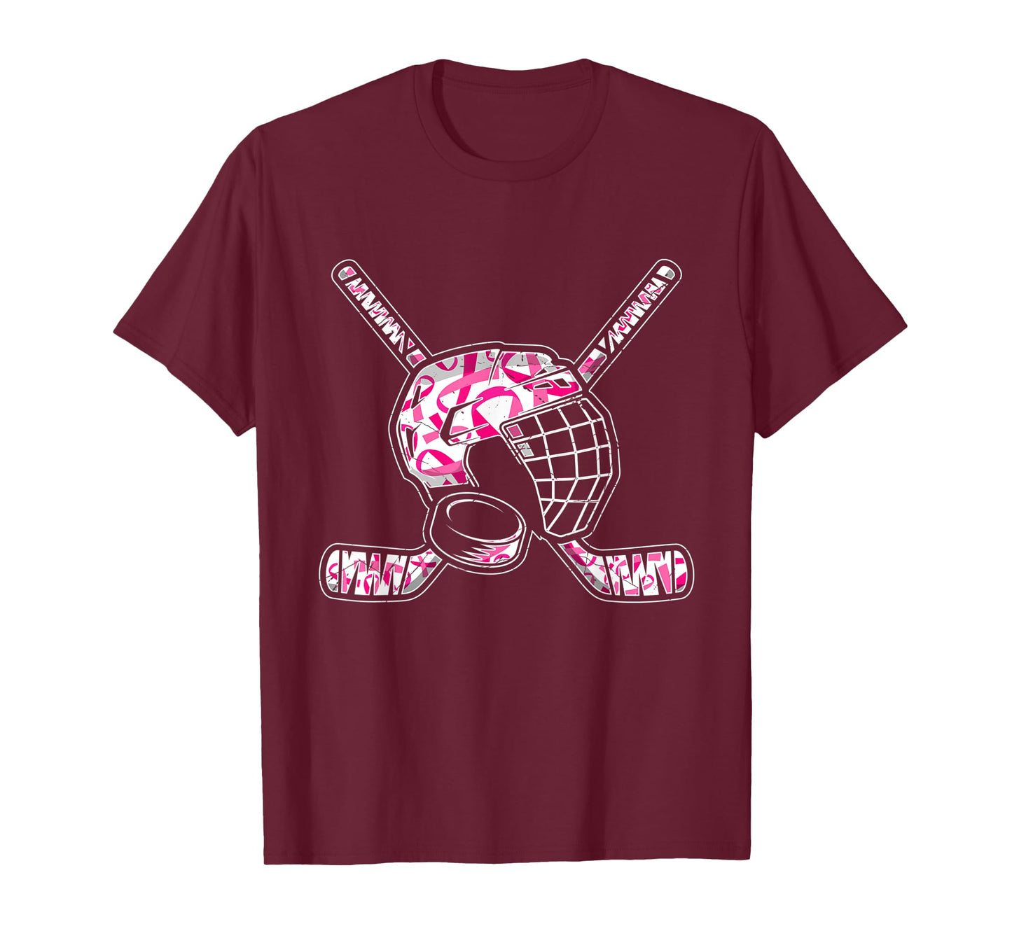 Pink Ribbon Hockey Breast Cancer Awareness Support Mom T-Shirt