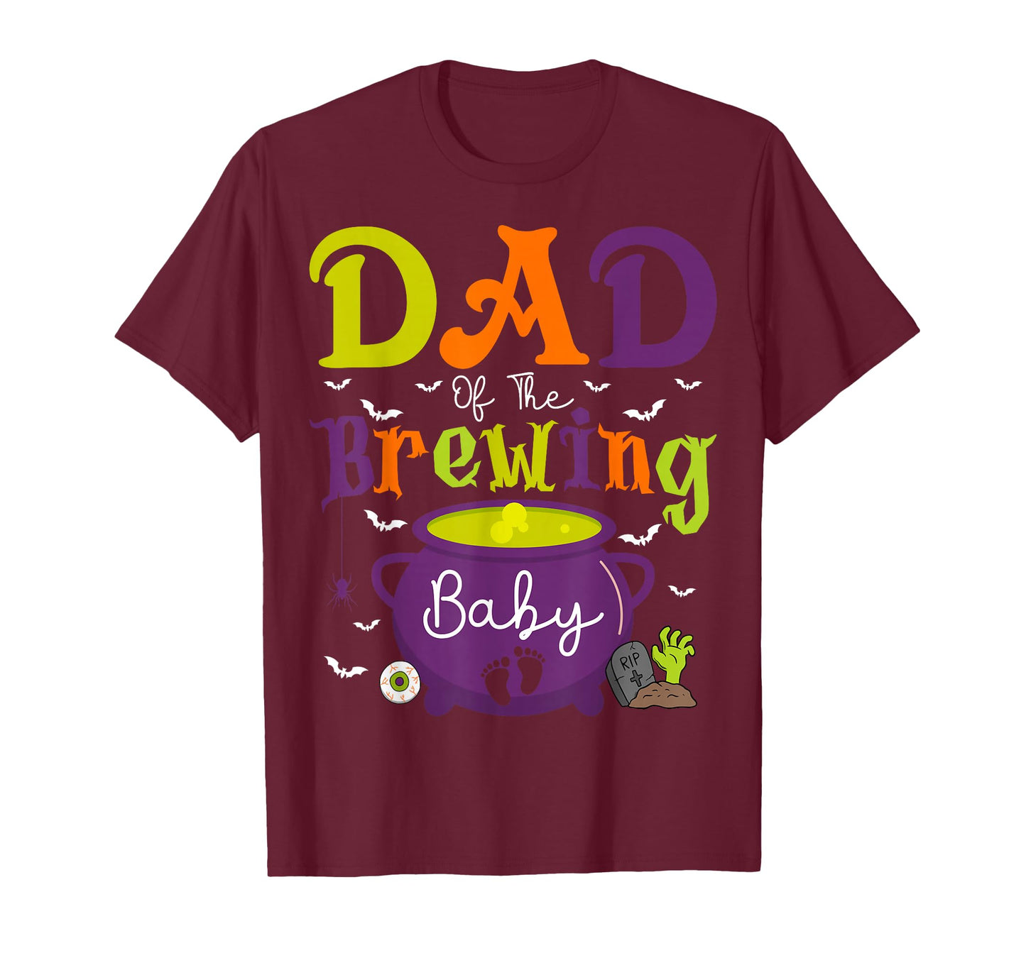 Dad Of The Brewing Baby Witch Baby Shower Ghost Halloween T-Shirt