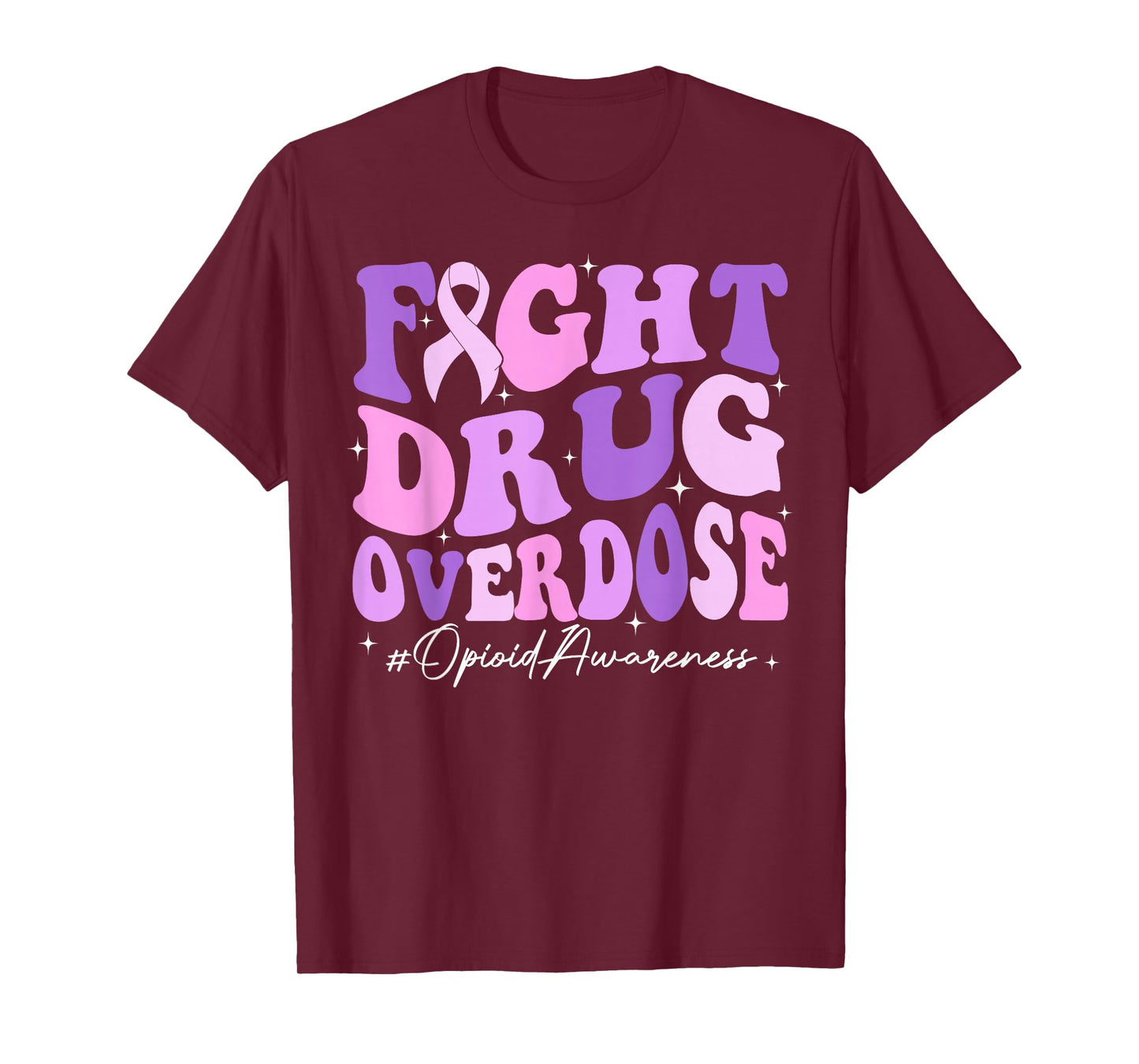 Fight Drug Overdose Purple Ribbon Opioid Overdose Awareness T-Shirt