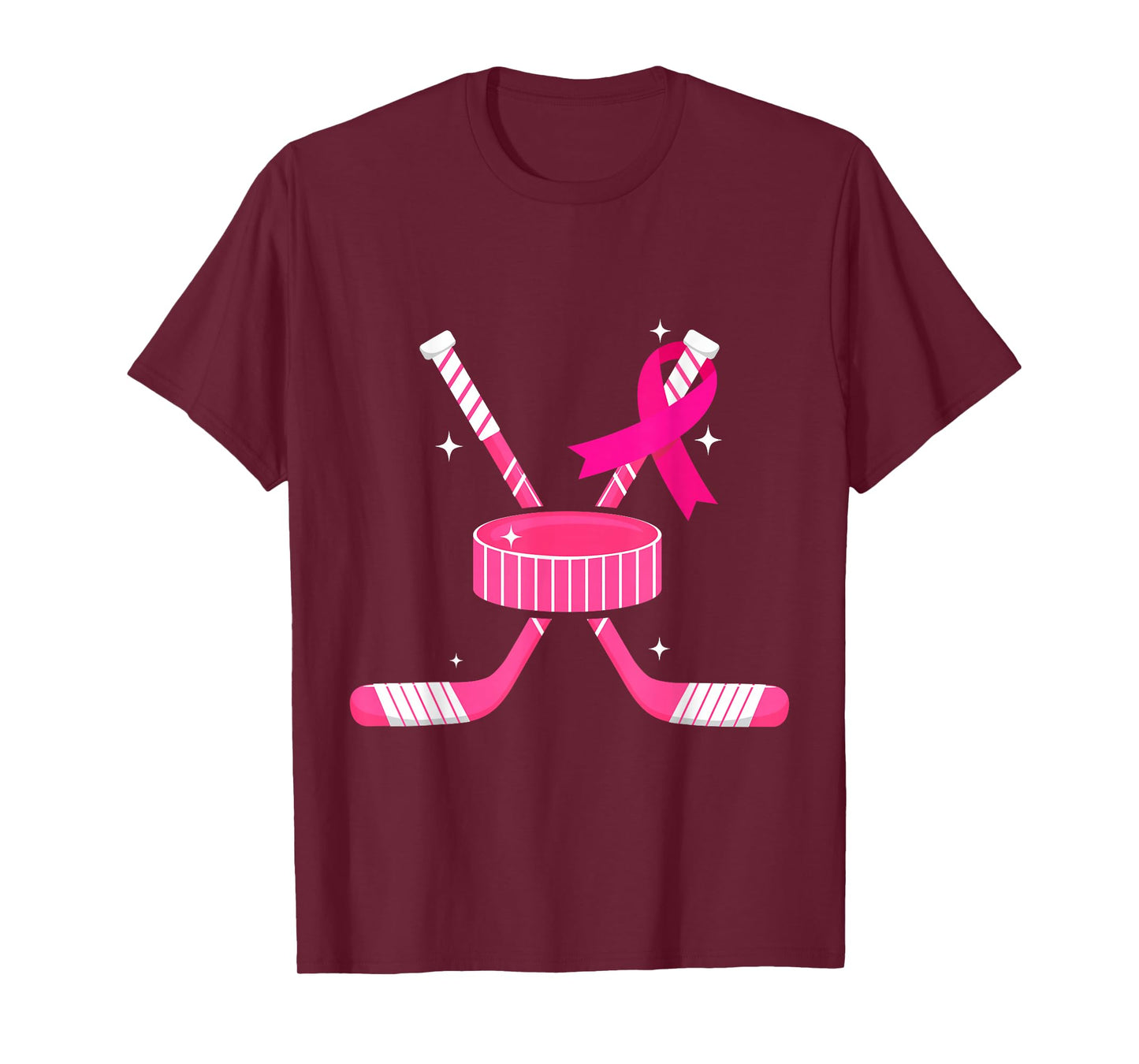Ice Hockey Pink Ribbon Breast Cancer Awareness Survivors T-Shirt