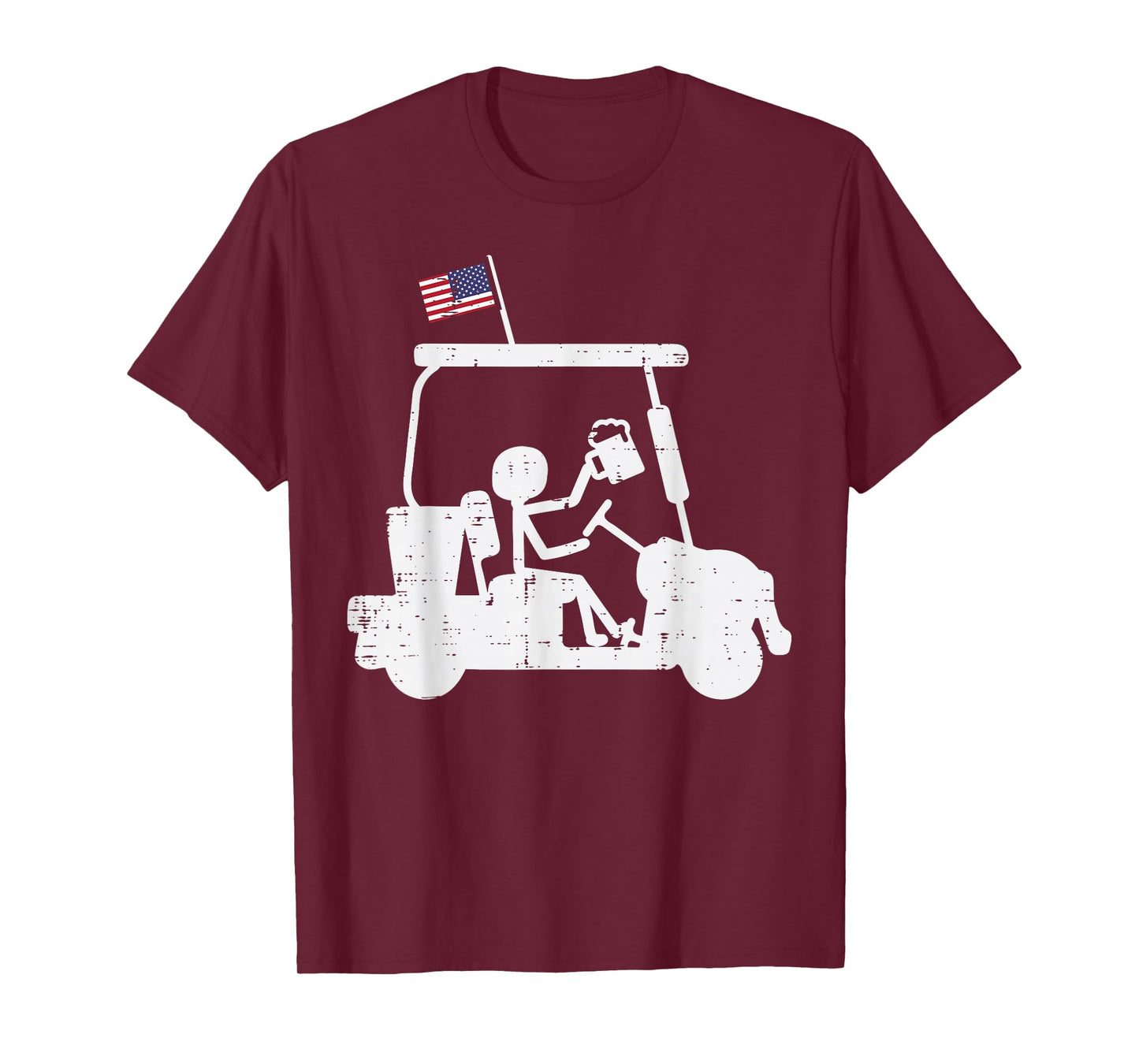 Golf Cart US Flag Funny Golfing Patriotic Golfer Dad Men T-Shirt