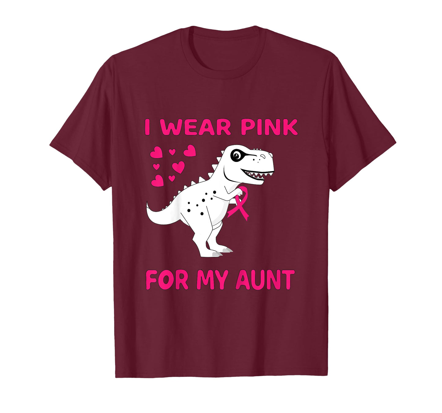 Kids I wear Pink for my Aunt Breast Cancer Trex Dino Kids Toddler T-Shirt