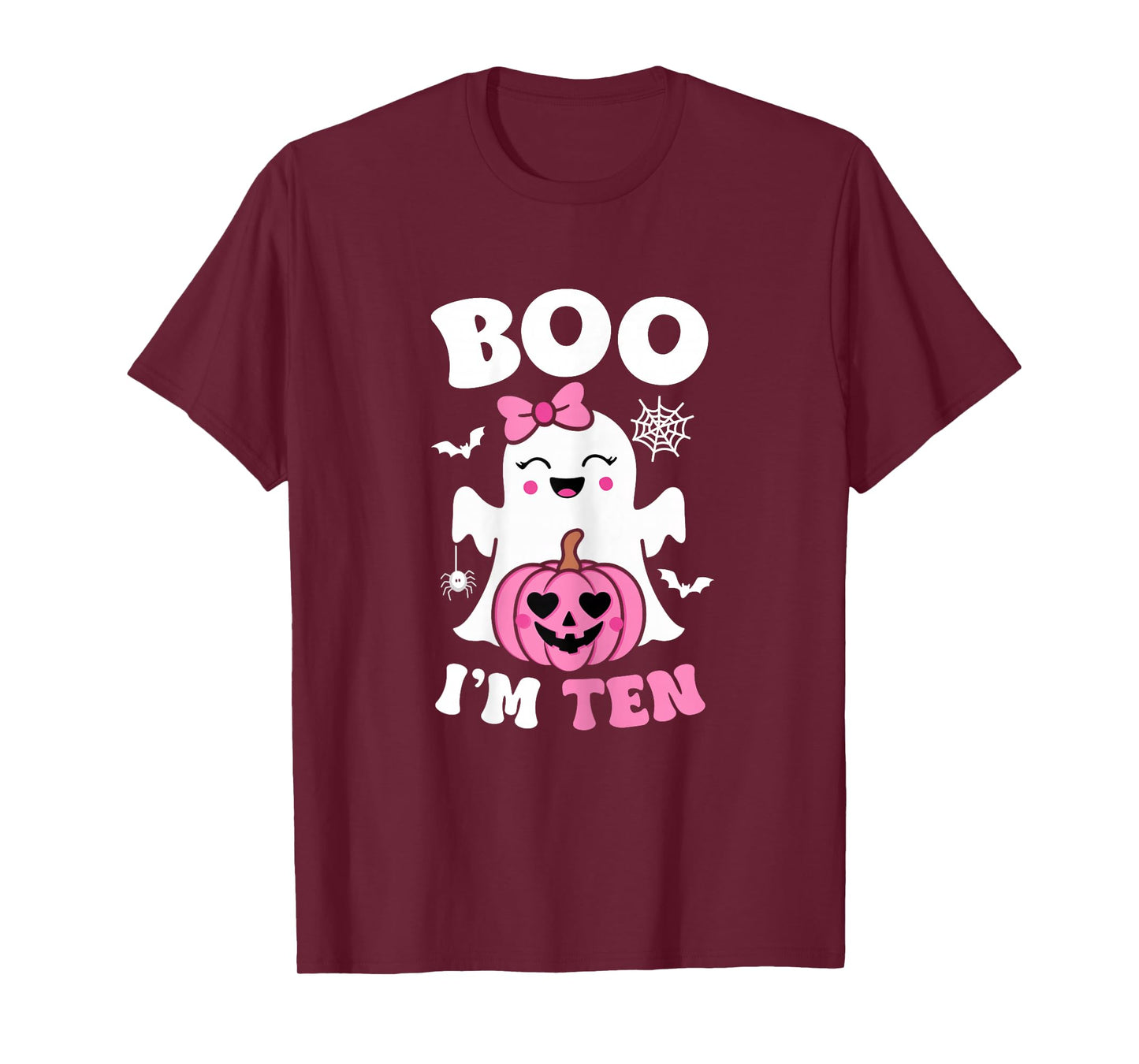 Ghost Boo I'm Ten Year 10th Birthday Girls Halloween Groovy T-Shirt