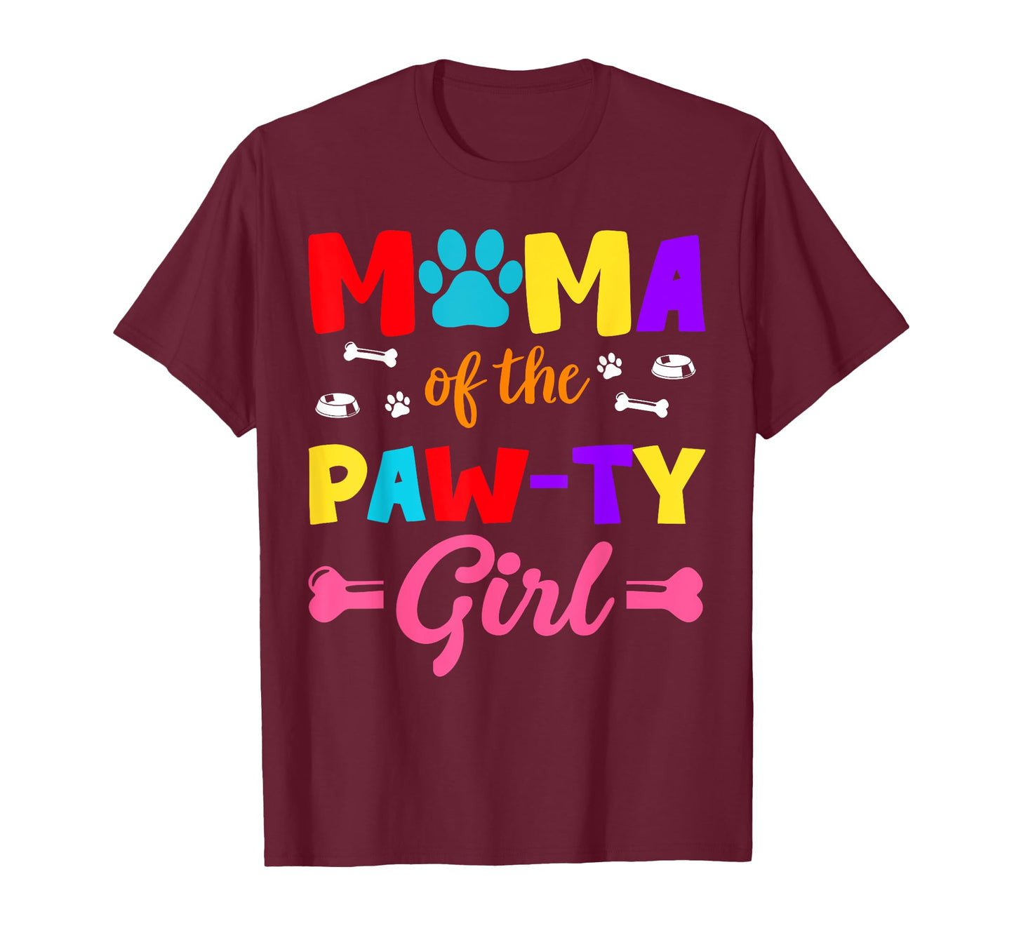 Mama Of The Paw-ty Girl Dog Family Matching Party T-Shirt