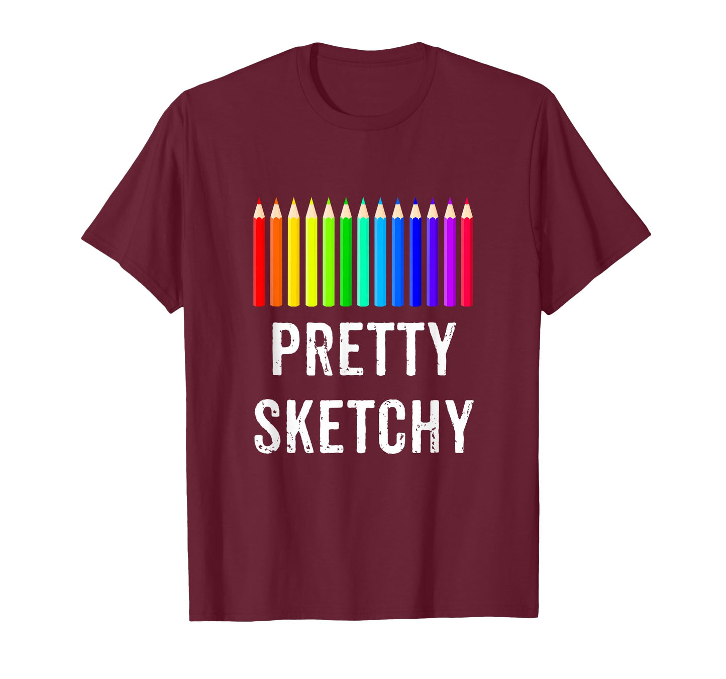 Bright Colored Pencils Art School Camp Apparel Co. Unisex Adults & Kids Art Themed T-Shirt - Black, Small, Modern, Casual, Short Sleeve, Sketch