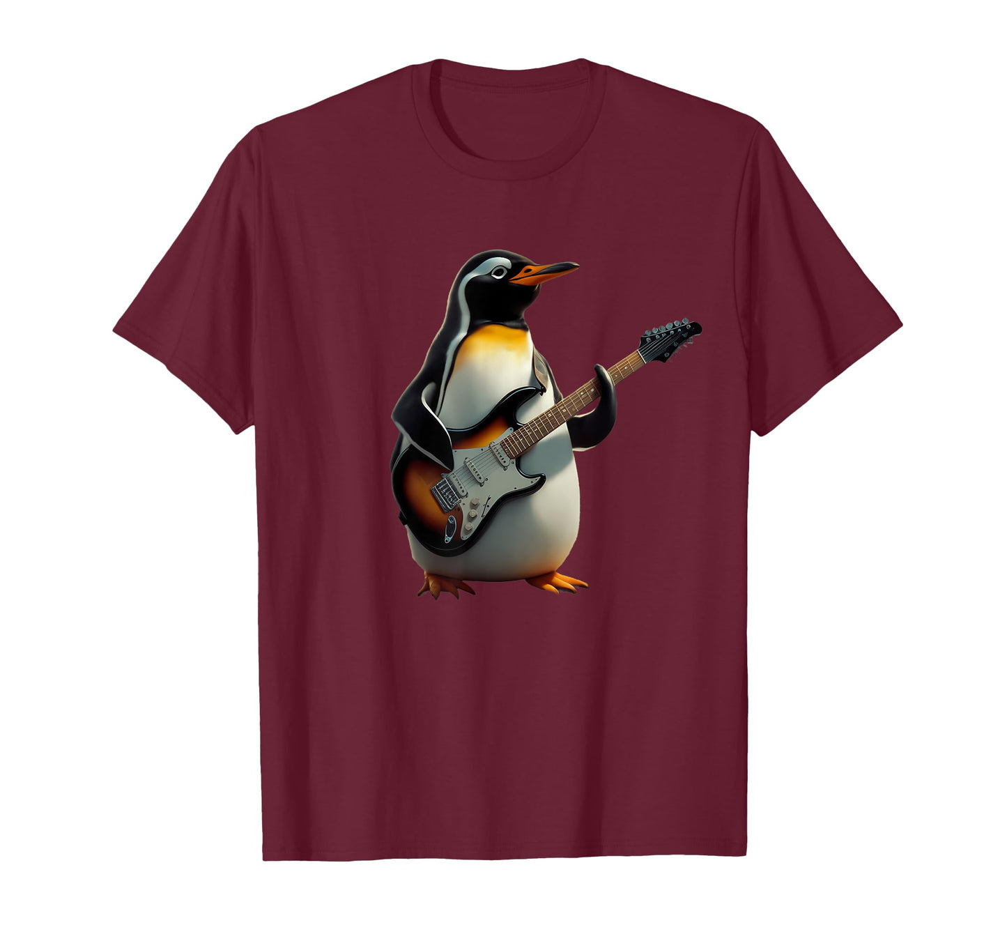 Funny Penguin Playing Electric Guitar Music Cute Penguin T-Shirt