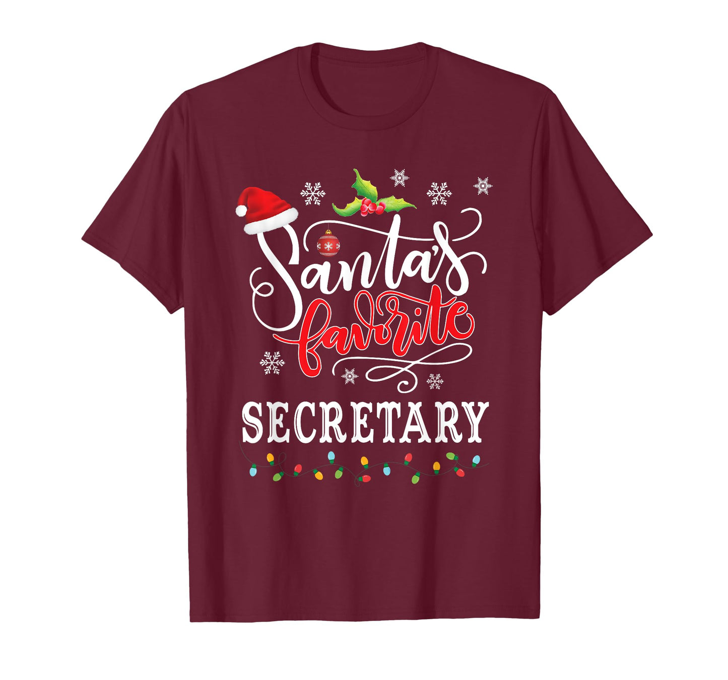 Santa's Favorite Secretary Funny Christmas Xmas Hat T-Shirt