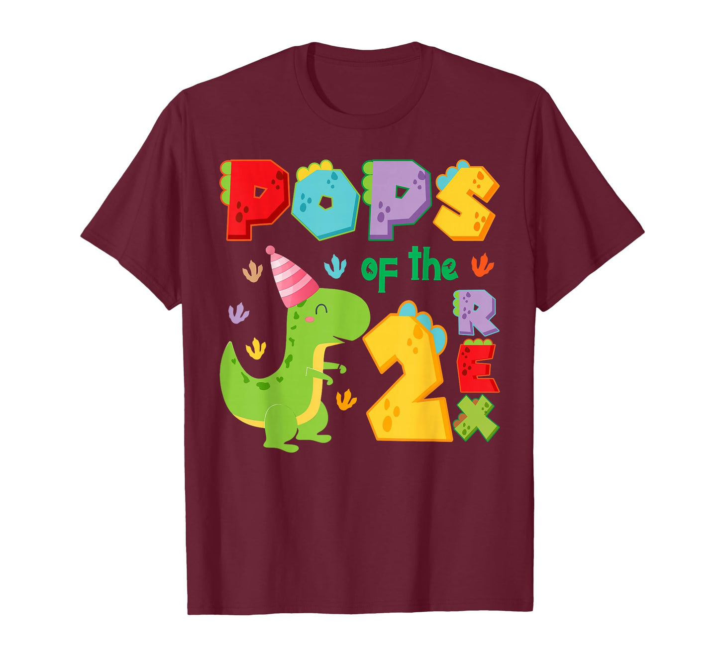 Pops of The Two Rex 2Nd Birthday Boy Dinosaur T-Rex T-Shirt
