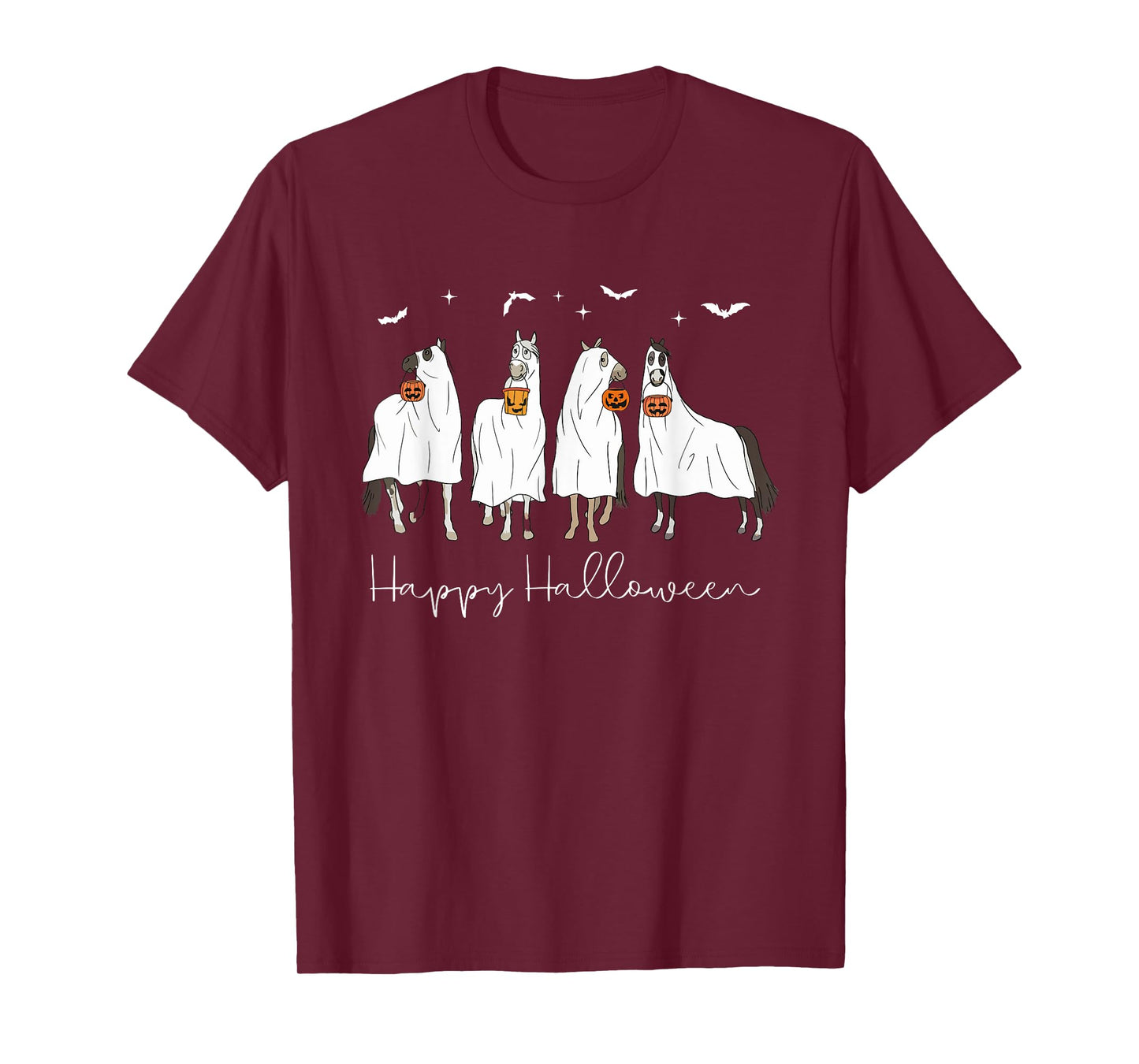 Happy Halloween Horse Ghost Spooky Season Horse Lover Womens T-Shirt