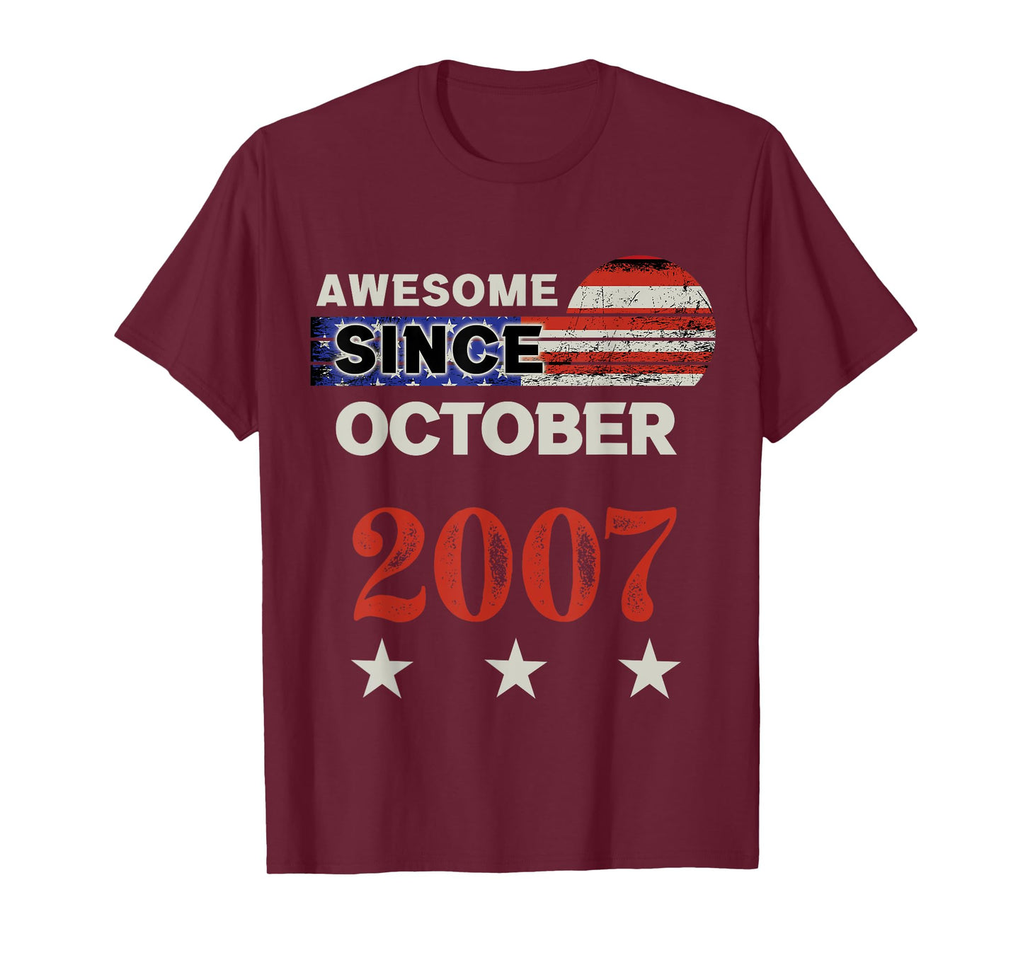 Awesome Since 2007 Vintage USA Flag Classic October 2007 T-Shirt