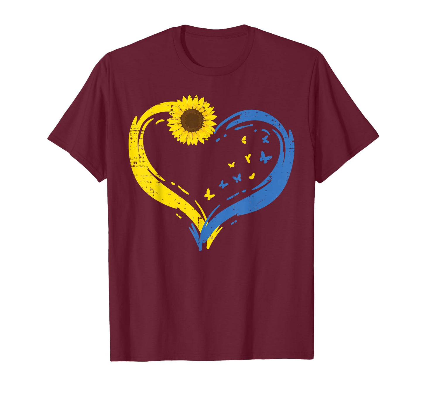 Ukraine Heart Sunflower Butterfly Ukrainian Girls Kids Women T-Shirt