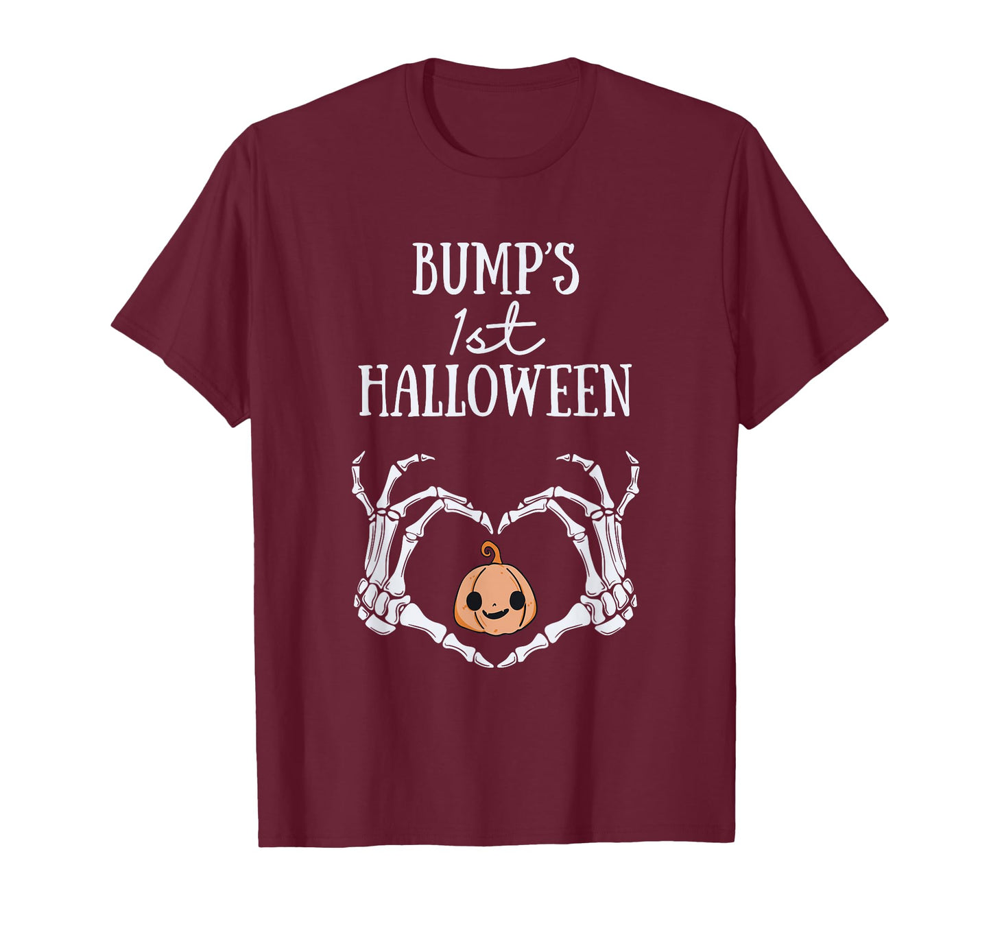 Bump's 1st Halloween Skeleton Hand Heart Pregnancy Baby T-Shirt