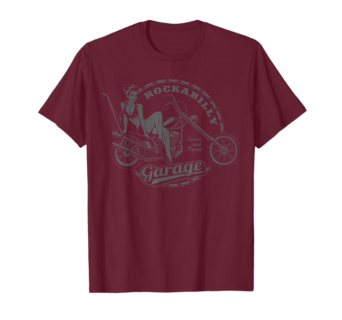 Oldschool Rockabilly Motorcycle Chopper Pin Up T-Shirt