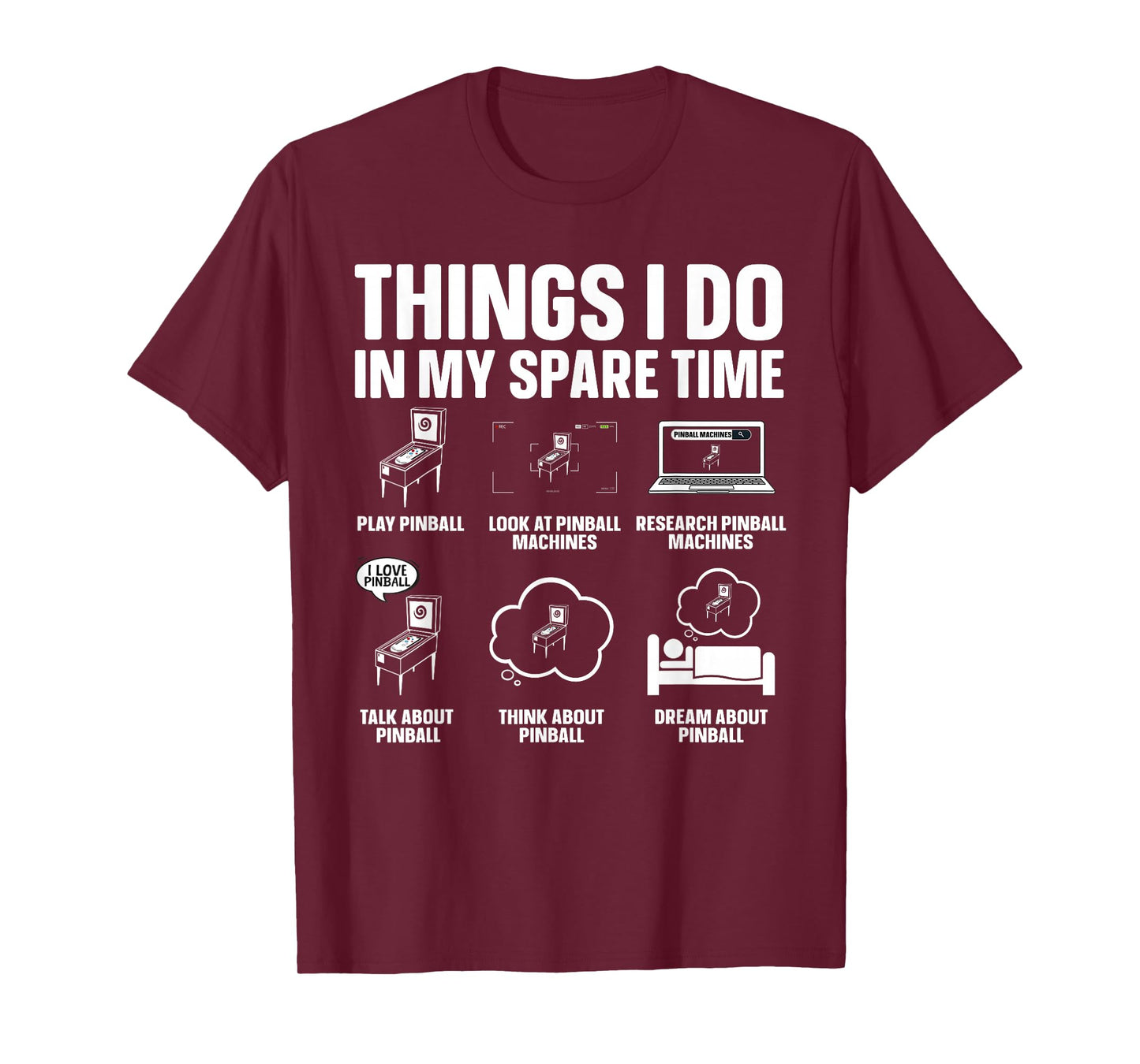 Funny Pinball Art for Men Women Kids Pinball Lovers Pinball T-Shirt