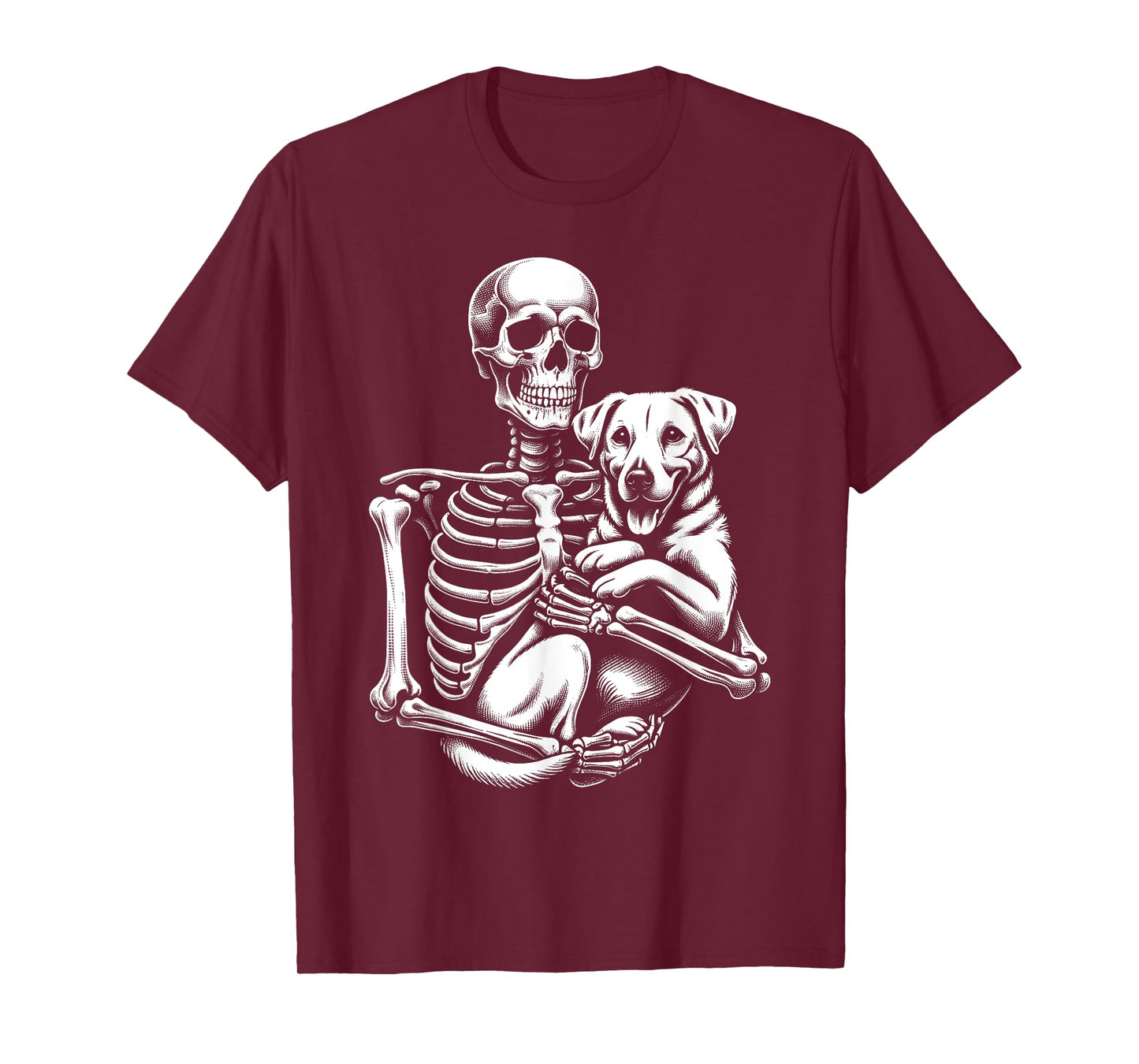 Skeleton Holding A Dog Funny Lazy Halloween Costume Skull T-Shirt