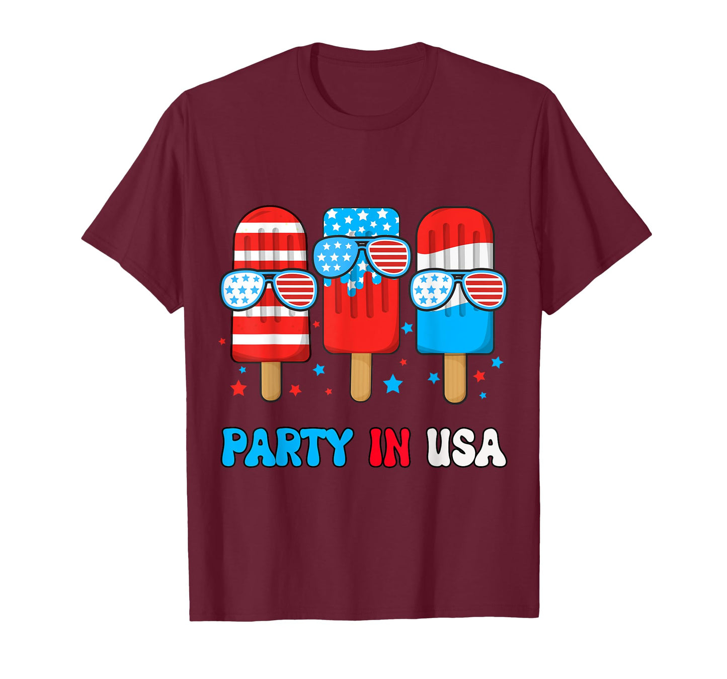 Party In USA Popsicle-Shirt Toddler Boy American Flag USA T-Shirt