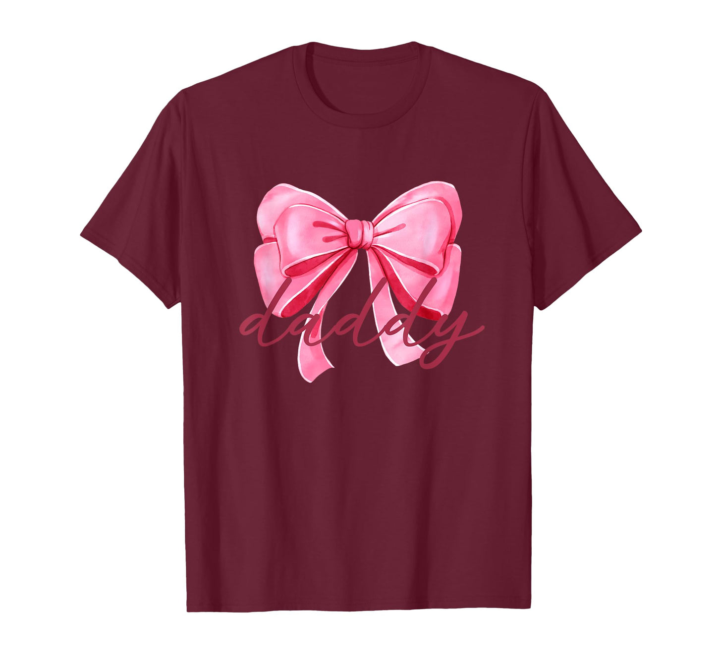 Daddy Pink Bow Birthday Baby Shower Family Pink Ribbon T-Shirt