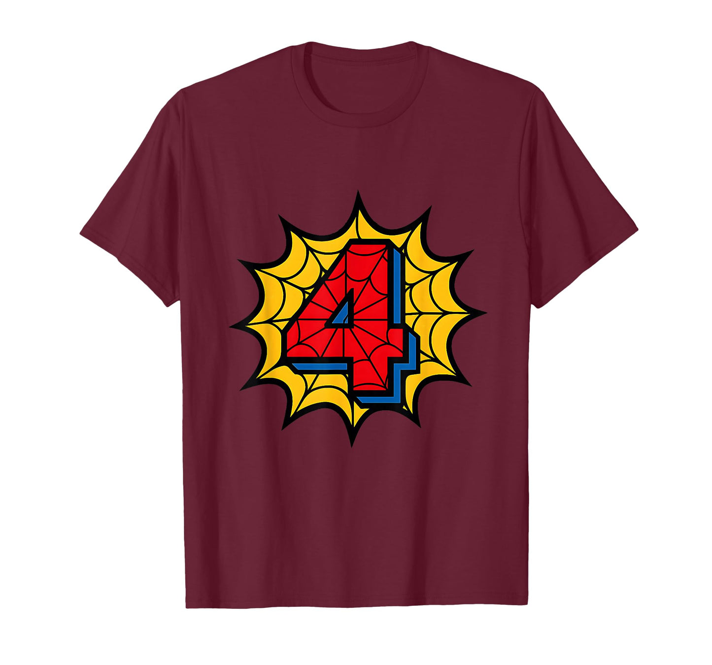 Kids 4th Birthday Spider Theme Party 4 Year Old Boys Youth T-Shirt