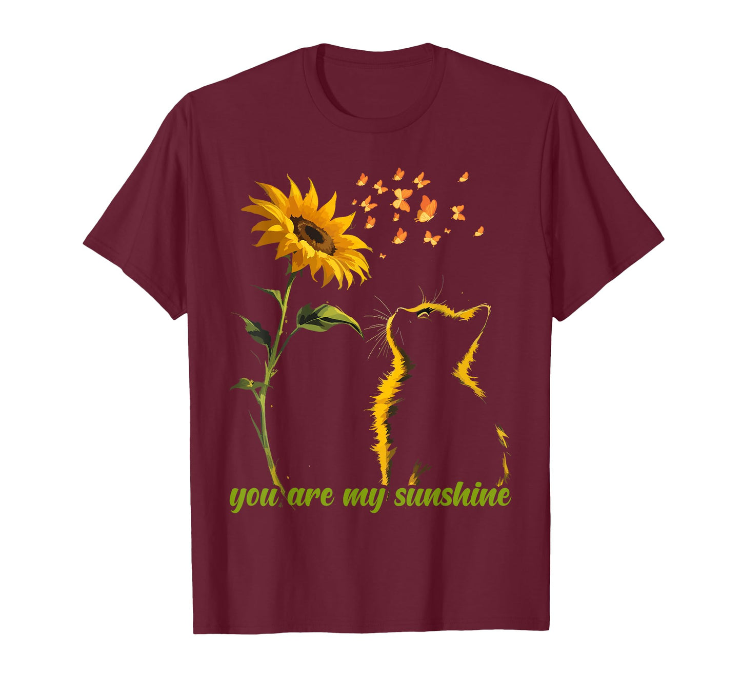 Sitting Yellow Kitten Sunflower Fragrance Butterfly T-Shirt
