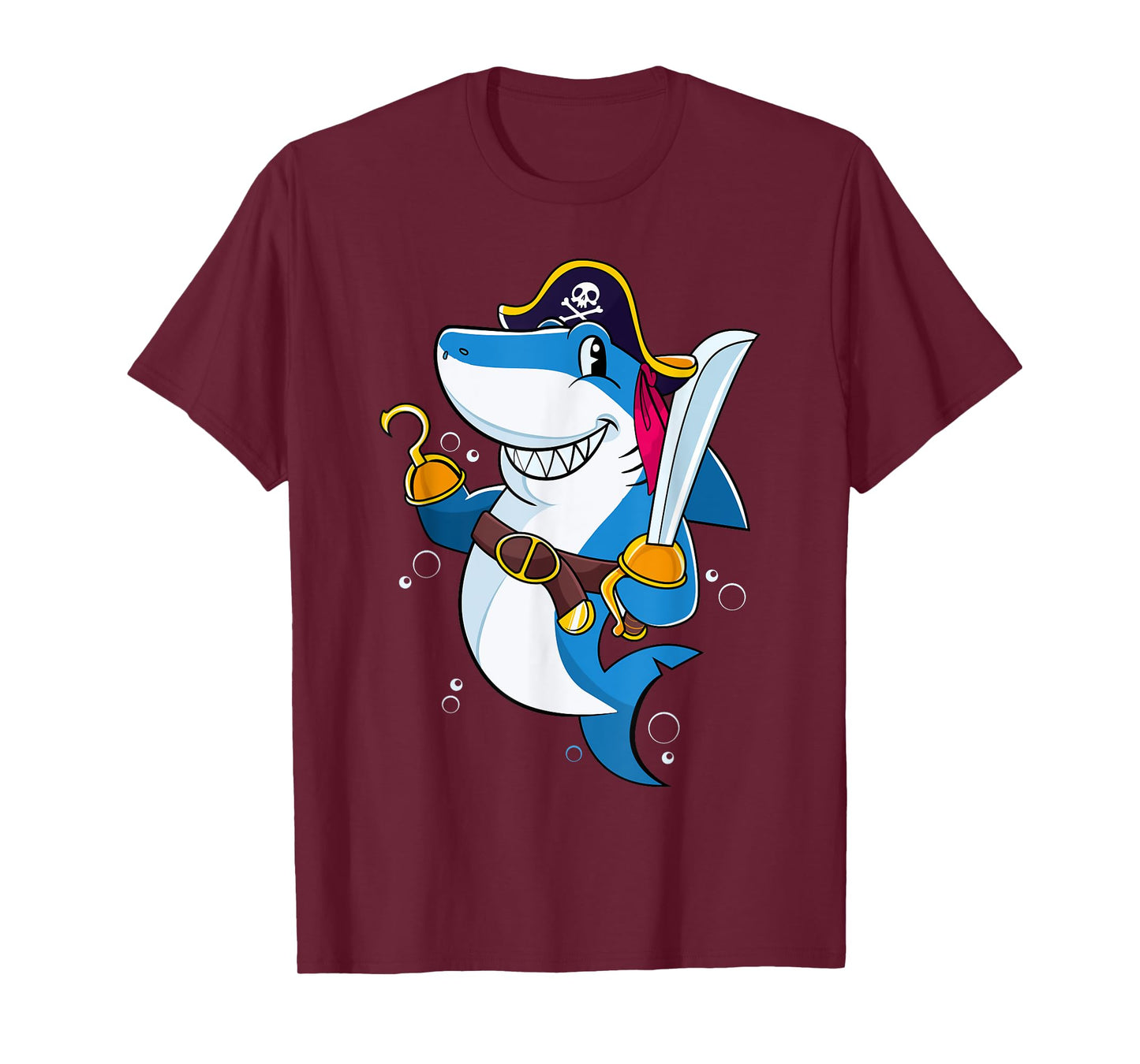Pirate Shark Captain Kids Boys Toddlers Birthday Party T-Shirt