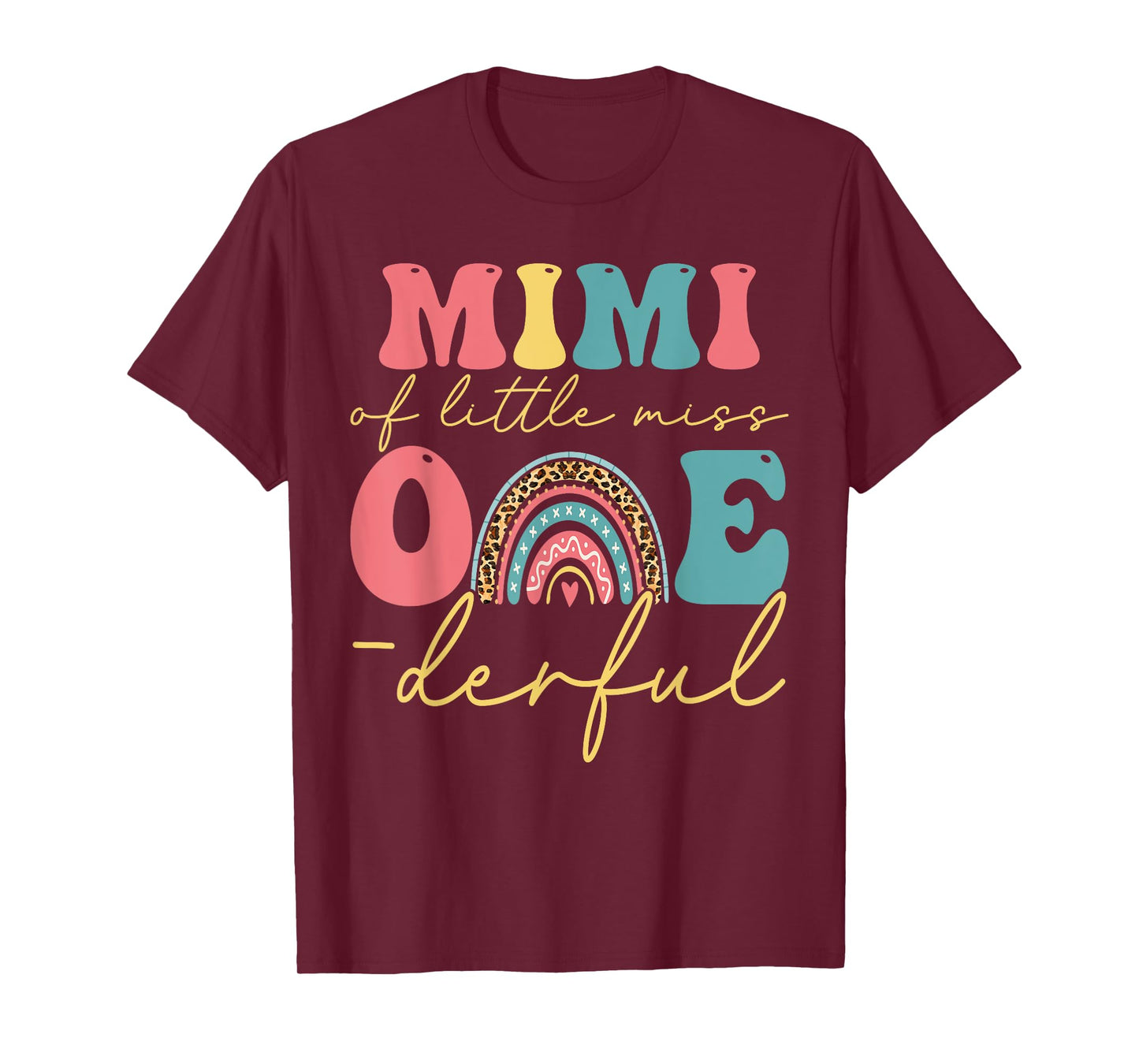 Boho Mimi of Miss One-derful 1st Birthday Girl Cute Rainbow T-Shirt