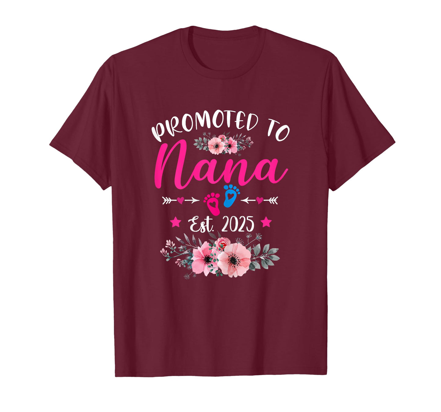 Promoted To Nana Est. 2025 Funny Floral Mother's Day T-Shirt