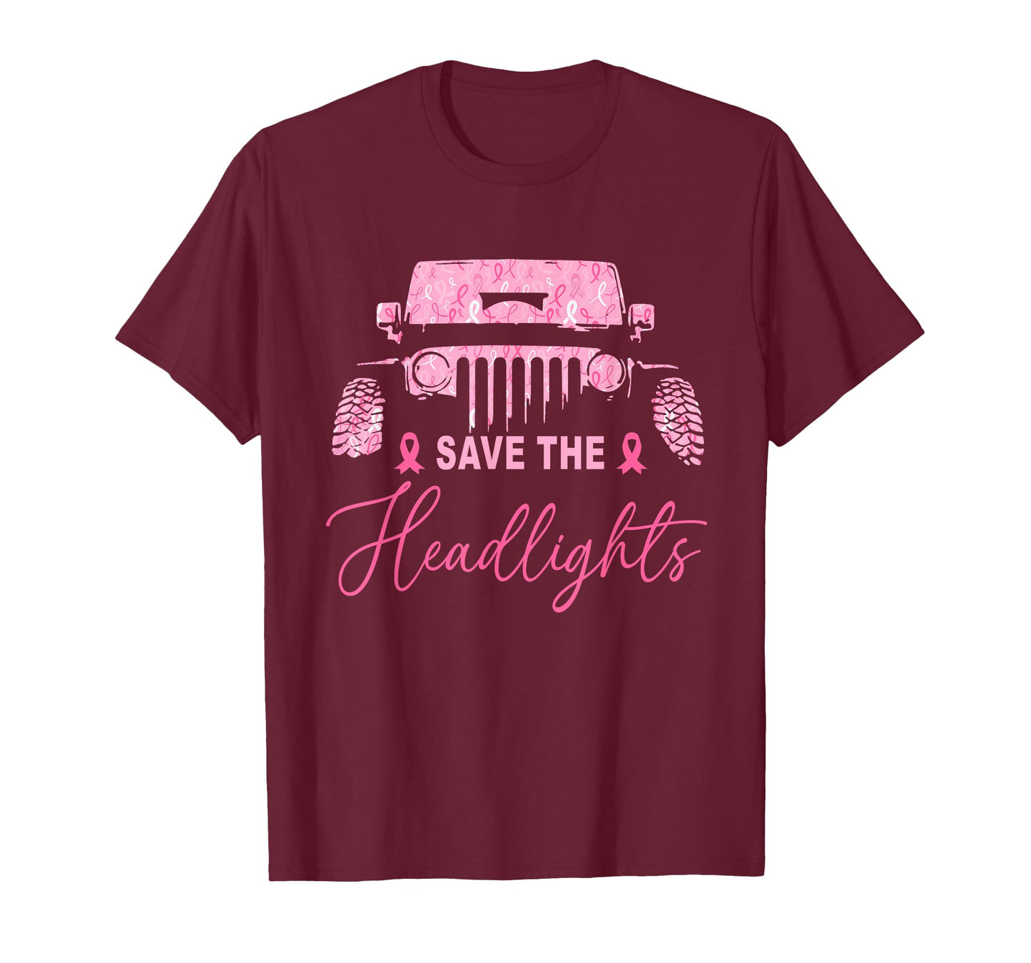Save The Headlights Breast Cancer Fighters Pink Ribbon T-Shirt