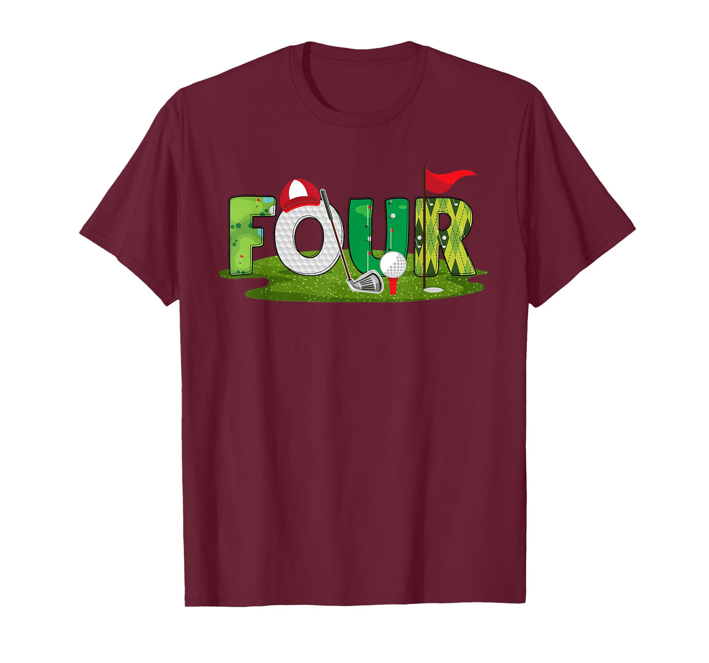 4th Birthday Golf Theme 4 Year Old Kids Sport Party T-Shirt