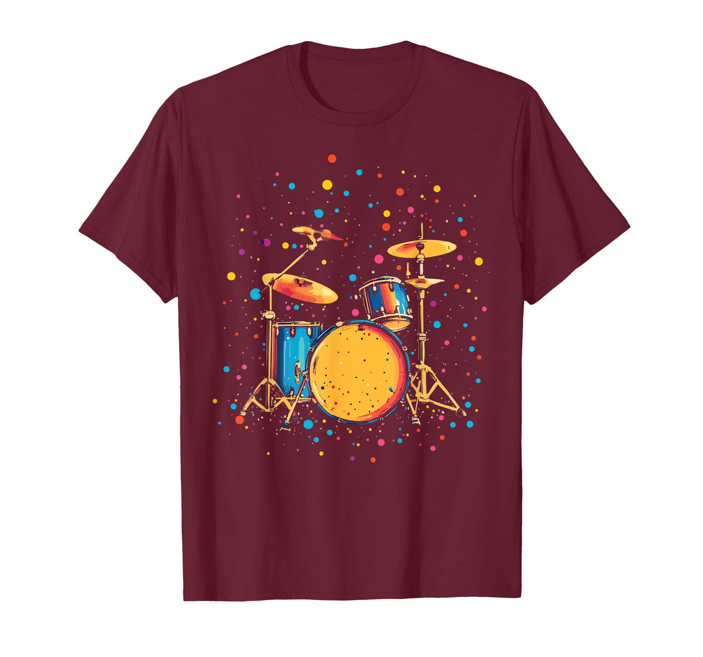Polka Dots Pop Art Drum Set Funny Drummer Musician Music T-Shirt